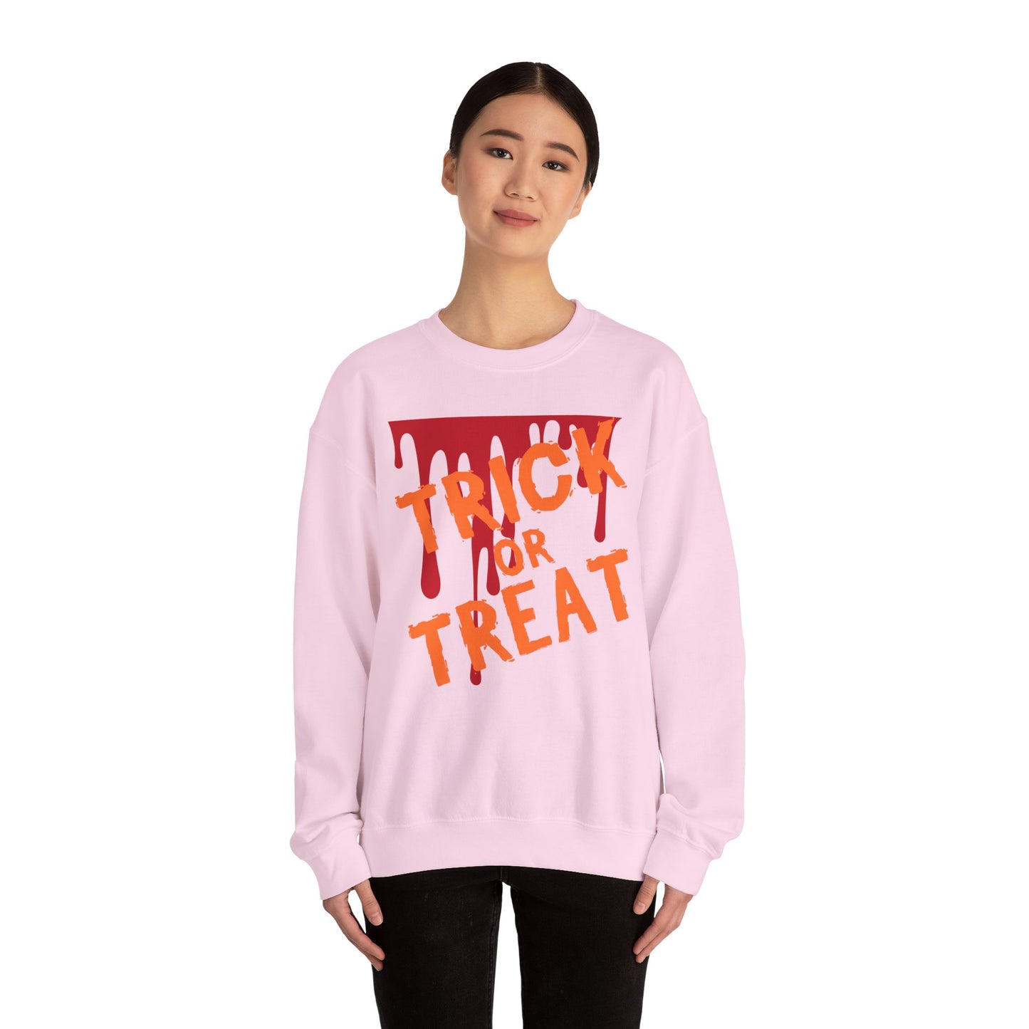 Halloween-Inspired Crewneck Sweatshirt | Cozy Unisex Sweater, Trick or Treat Design, Fall Fashion, Spooky Season Apparel