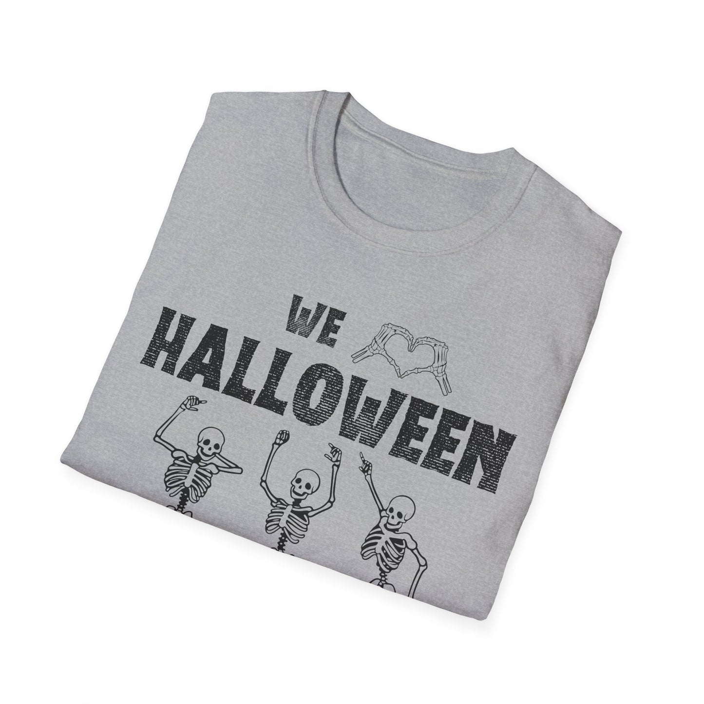 Halloween Skeleton Unisex T-Shirt, Softstyle Tee, Seasonal Shirt, Spooky Apparel, Halloween Gift Idea, All Ages Celebration Wear