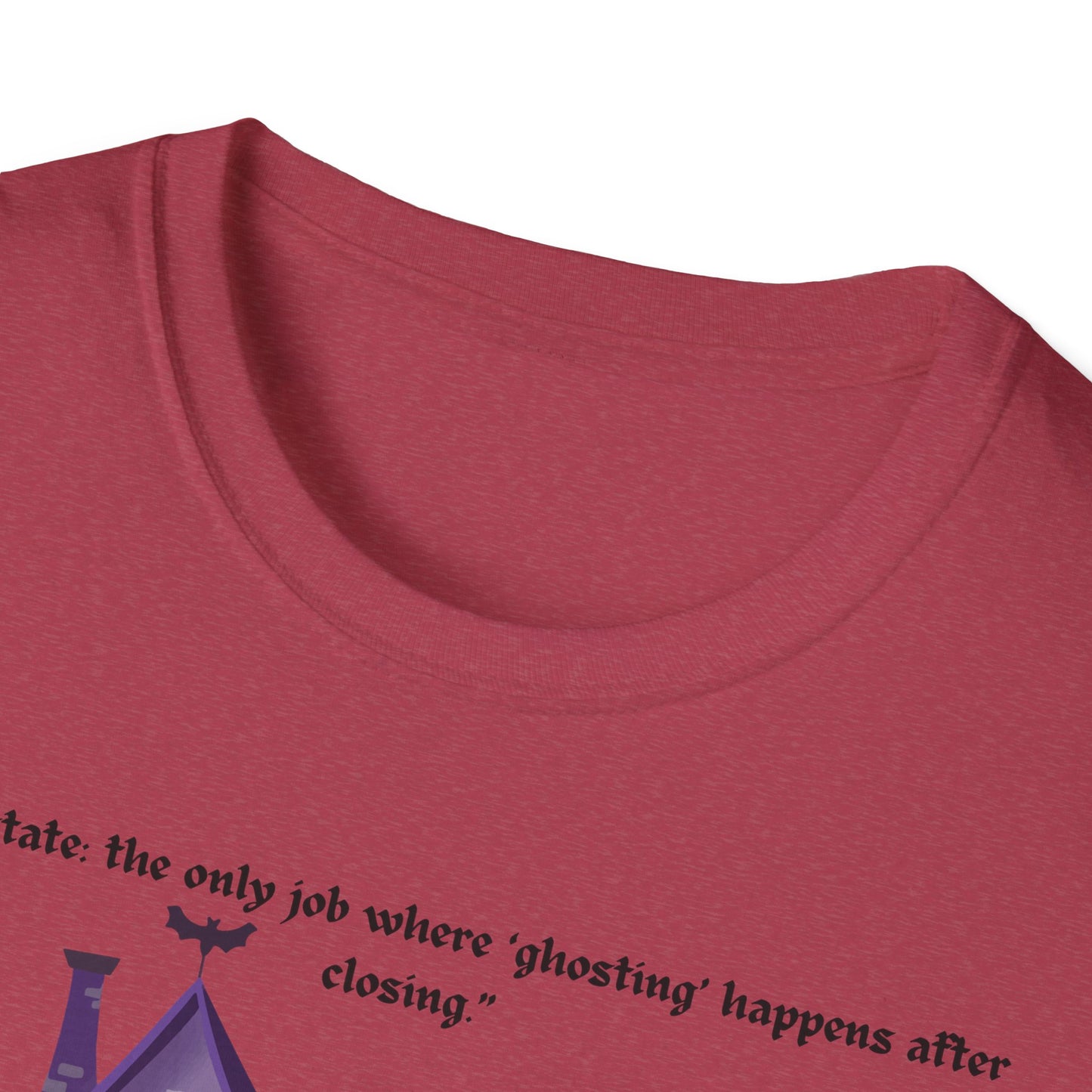 REAL ESTATE Halloween Haunted House T-Shirt, Unisex Softstyle Tee, Spooky Shirt, Fall Festivities, Trick or Treat Apparel
