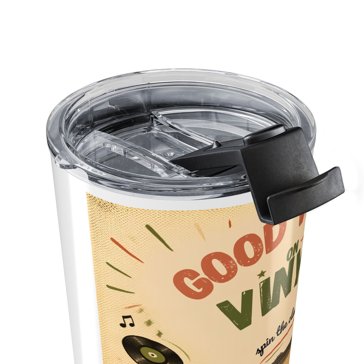 Good Vibes on Vinyl Tumbler 20oz | Retro Record Player Design