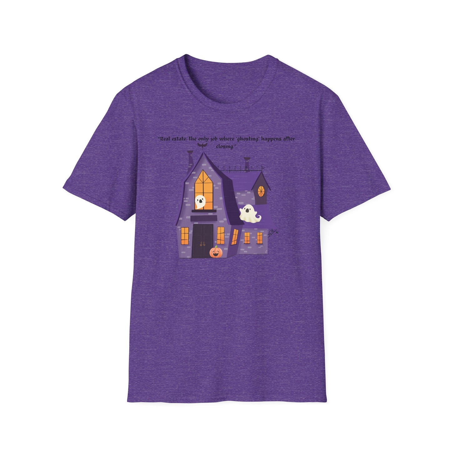 REAL ESTATE Halloween Haunted House T-Shirt, Unisex Softstyle Tee, Spooky Shirt, Fall Festivities, Trick or Treat Apparel