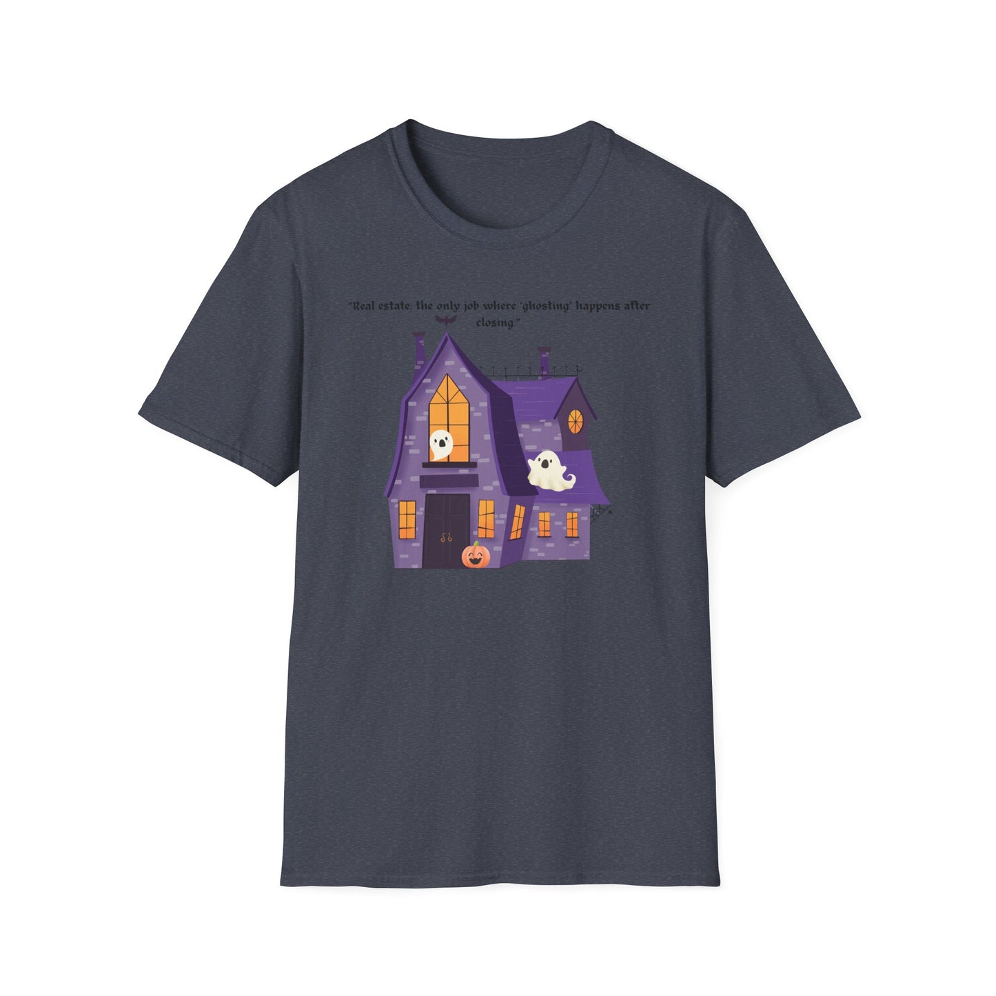 REAL ESTATE Halloween Haunted House T-Shirt, Unisex Softstyle Tee, Spooky Shirt, Fall Festivities, Trick or Treat Apparel