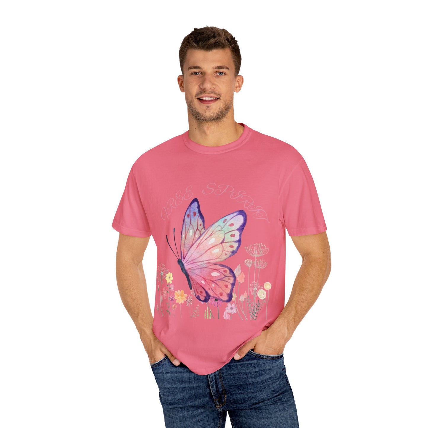 Butterfly Meadow T-Shirt, Colorful Graphic Tee for Nature Lovers, Spring Fashion, Gift for Her, Eco-Friendly Apparel