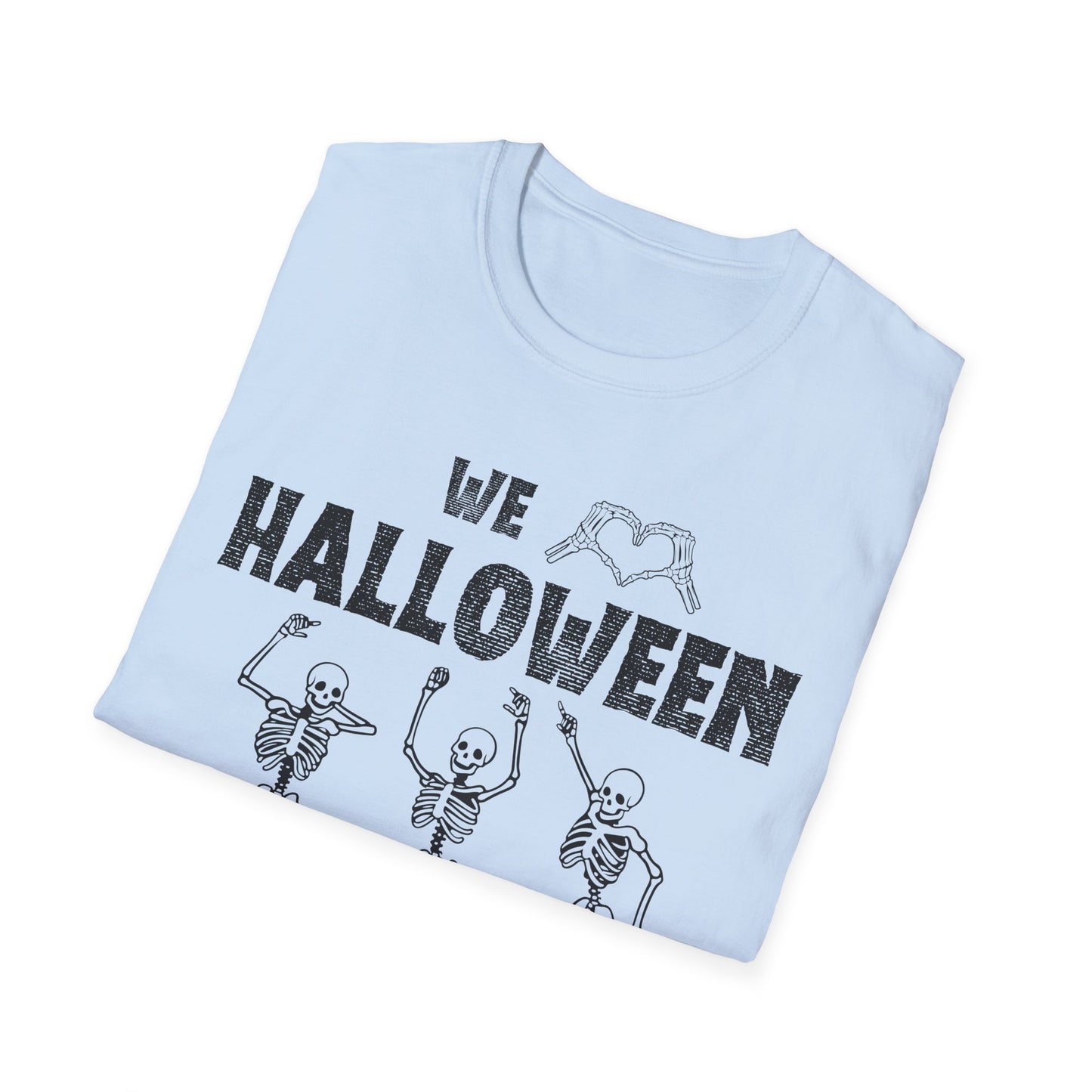 Halloween Skeleton Unisex T-Shirt, Softstyle Tee, Seasonal Shirt, Spooky Apparel, Halloween Gift Idea, All Ages Celebration Wear