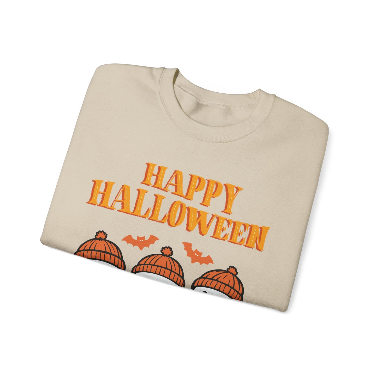 Happy Halloween Ghosts Crewneck Sweatshirt, Cozy Fall Apparel, Unisex Halloween Sweatshirt, Spooky Season Gift, Cute Pumpkin Design