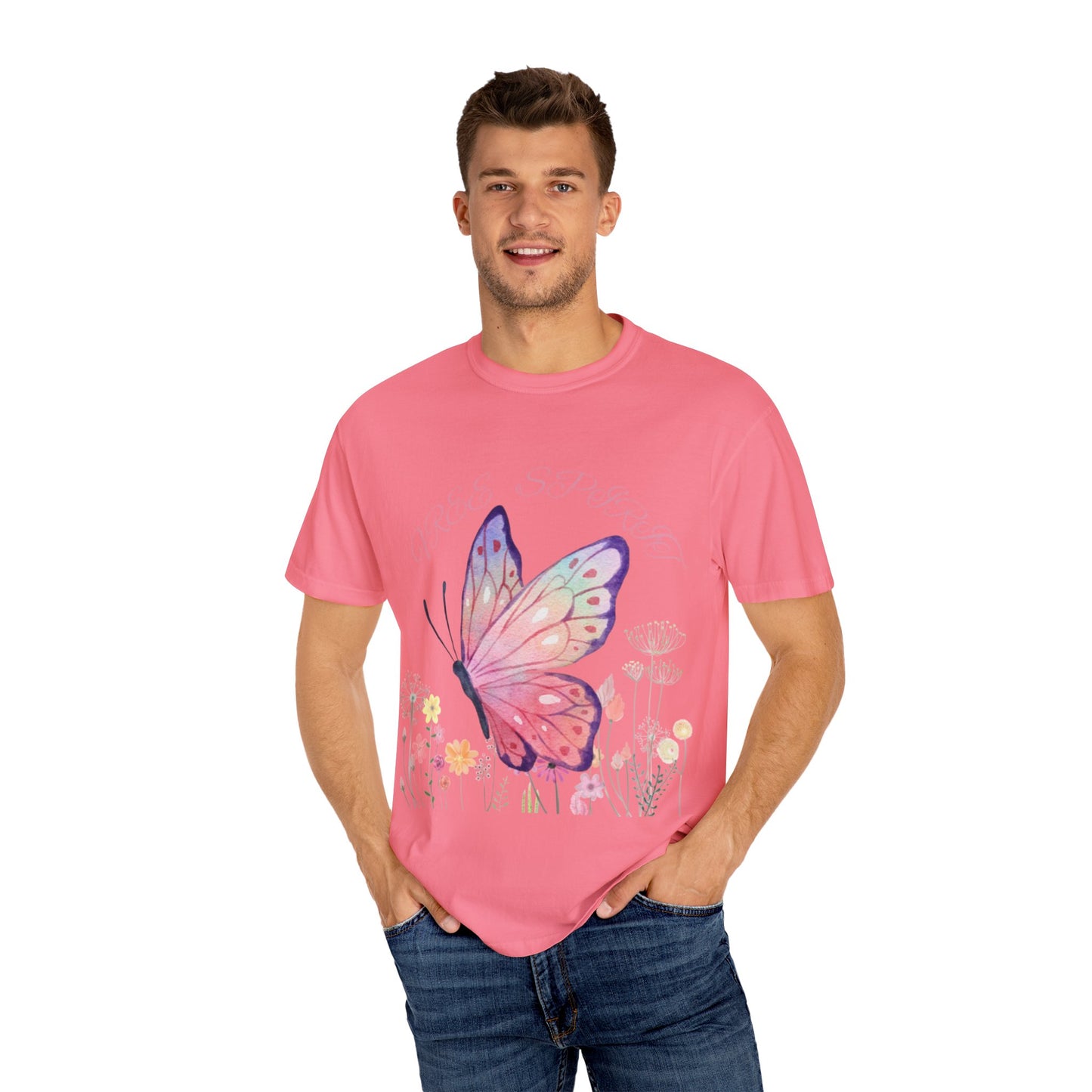 Butterfly Meadow T-Shirt, Colorful Graphic Tee for Nature Lovers, Spring Fashion, Gift for Her, Eco-Friendly Apparel