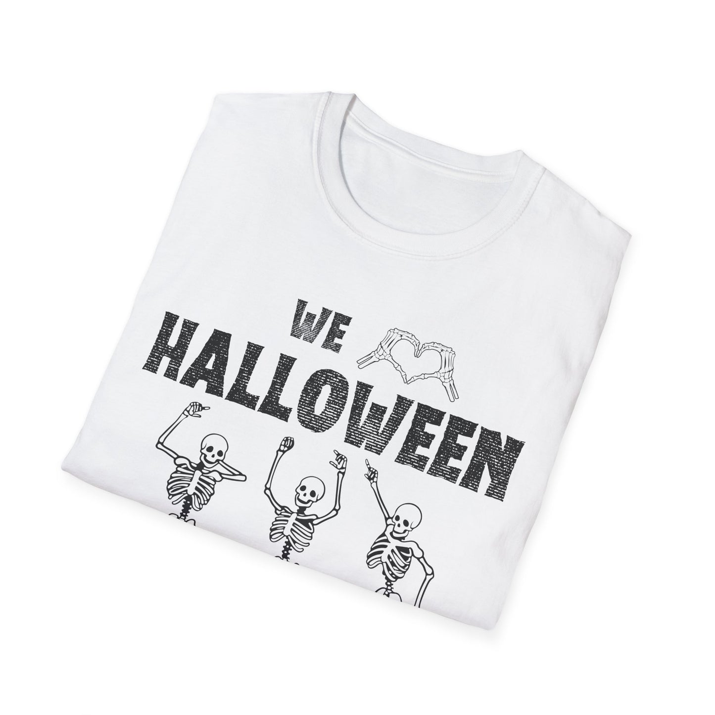 Halloween Skeleton Unisex T-Shirt, Softstyle Tee, Seasonal Shirt, Spooky Apparel, Halloween Gift Idea, All Ages Celebration Wear