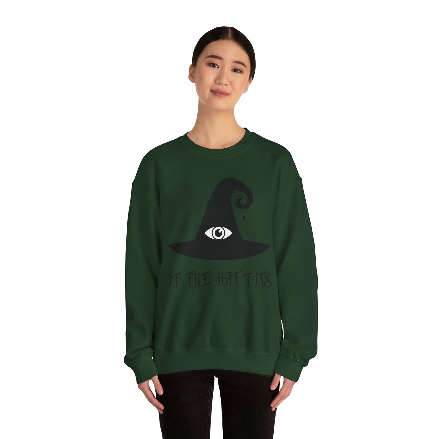 Halloween Unisex Sweatshirt - If The Hat Fits, Cozy Fall Wear, Witchy Vibe Apparel, Perfect for Spooky Season, Gift for Occasions