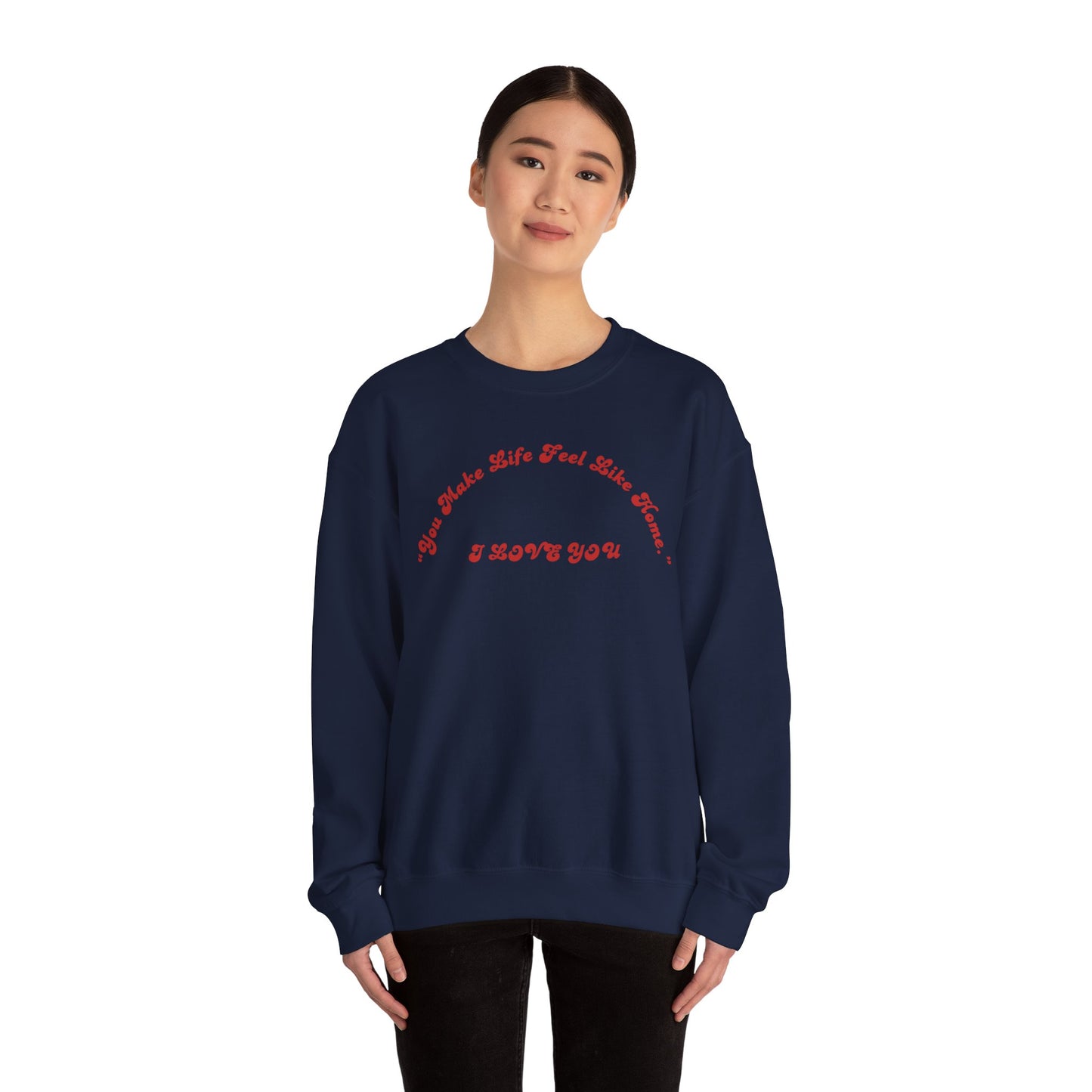 I Love You Crewneck Sweatshirt — Retro Red Script Valentine Sweatshirt