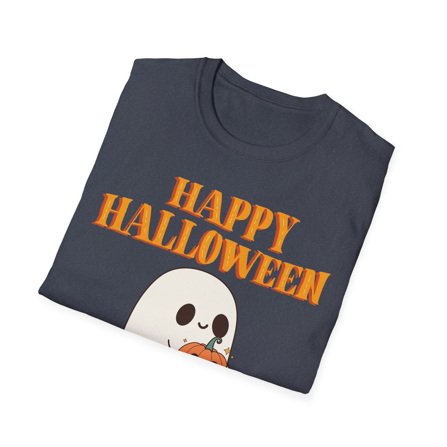 Happy Halloween Ghost T-Shirt, Cute Halloween Tee, Unisex Graphic T-Shirt, Fall Apparel, Spooky Season Shirt, Trick or Treat Top