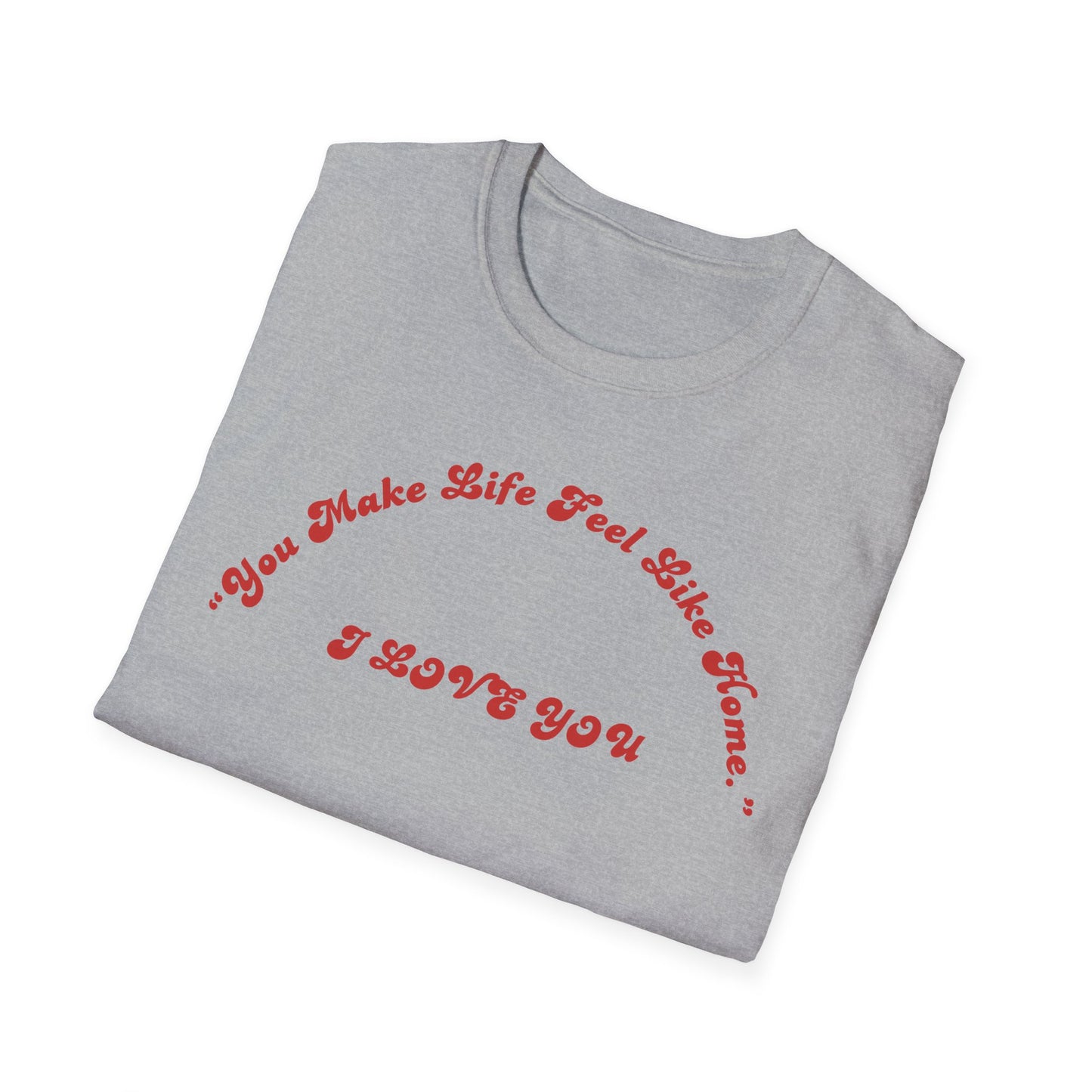 I Love You Graphic Tee — Romantic Red Script Chest Shirt