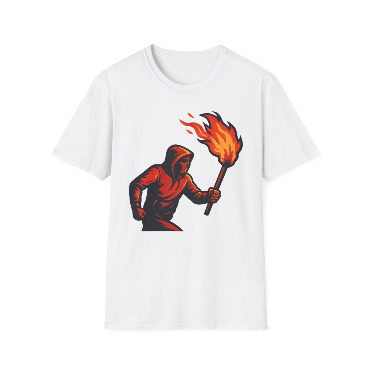 Hooded Figure with Torch T-Shirt | Flame Riot Graphic Tee