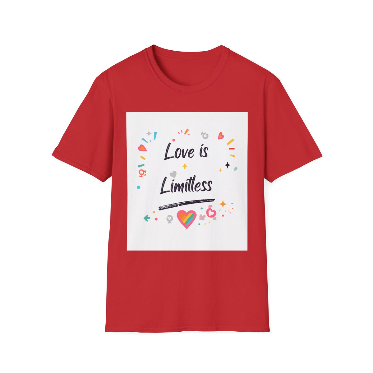 Love Is Limitless T-Shirt | Inspirational Pride Rainbow Heart Design