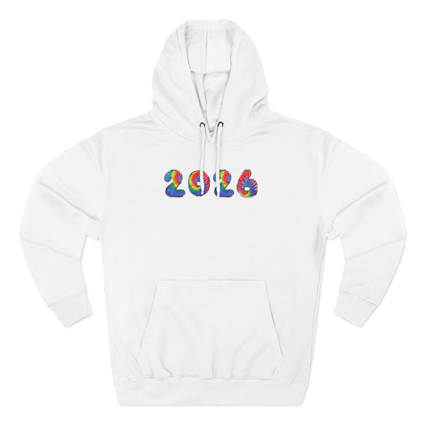 2026 Colorful Tie Dye Numbers Hoodie | New Year Retro Rainbow Design