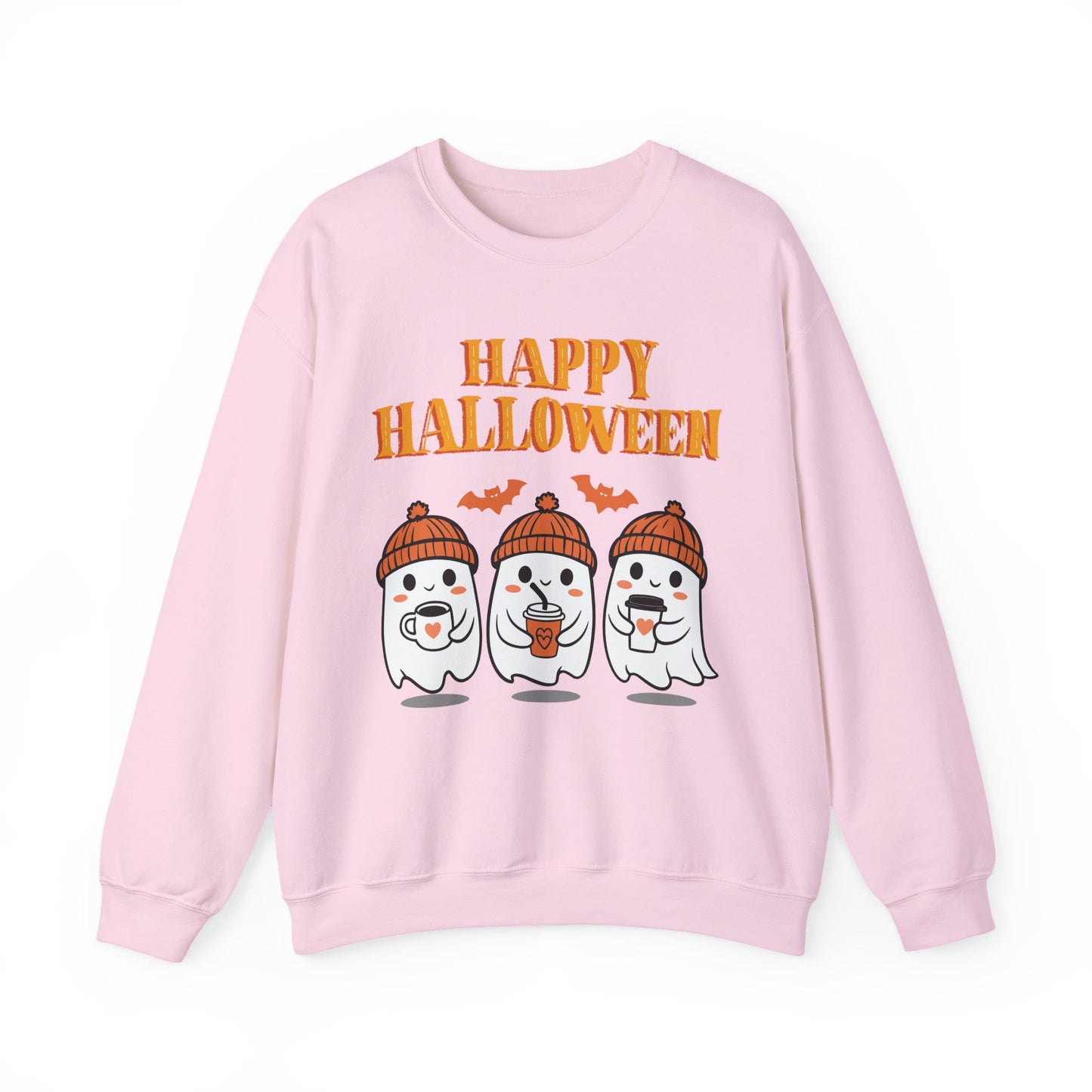 Happy Halloween Ghosts Crewneck Sweatshirt, Cozy Fall Apparel, Unisex Halloween Sweatshirt, Spooky Season Gift, Cute Pumpkin Design