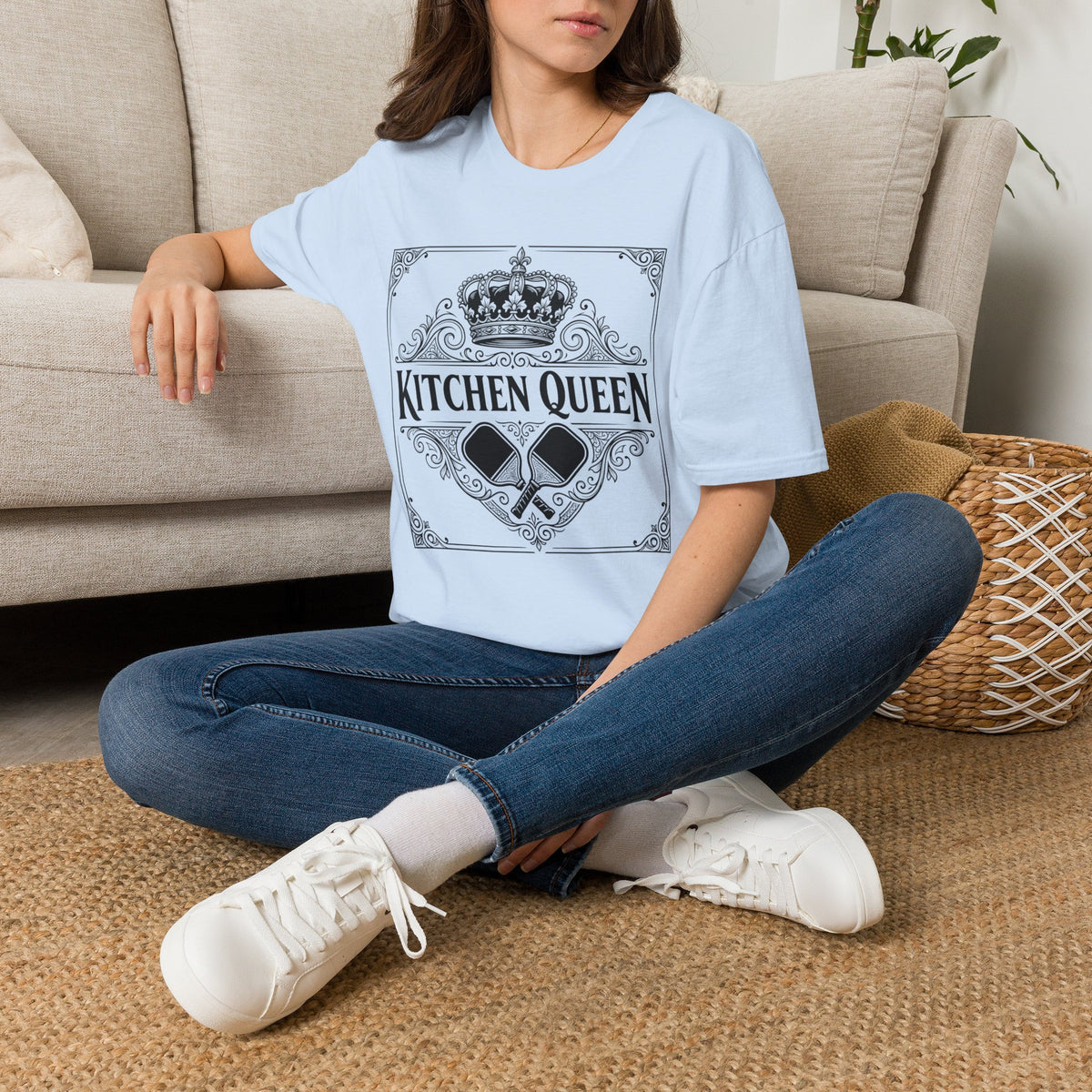 Kitchen Queen T-Shirt | Crown, Spatula, Vintage Scroll Design