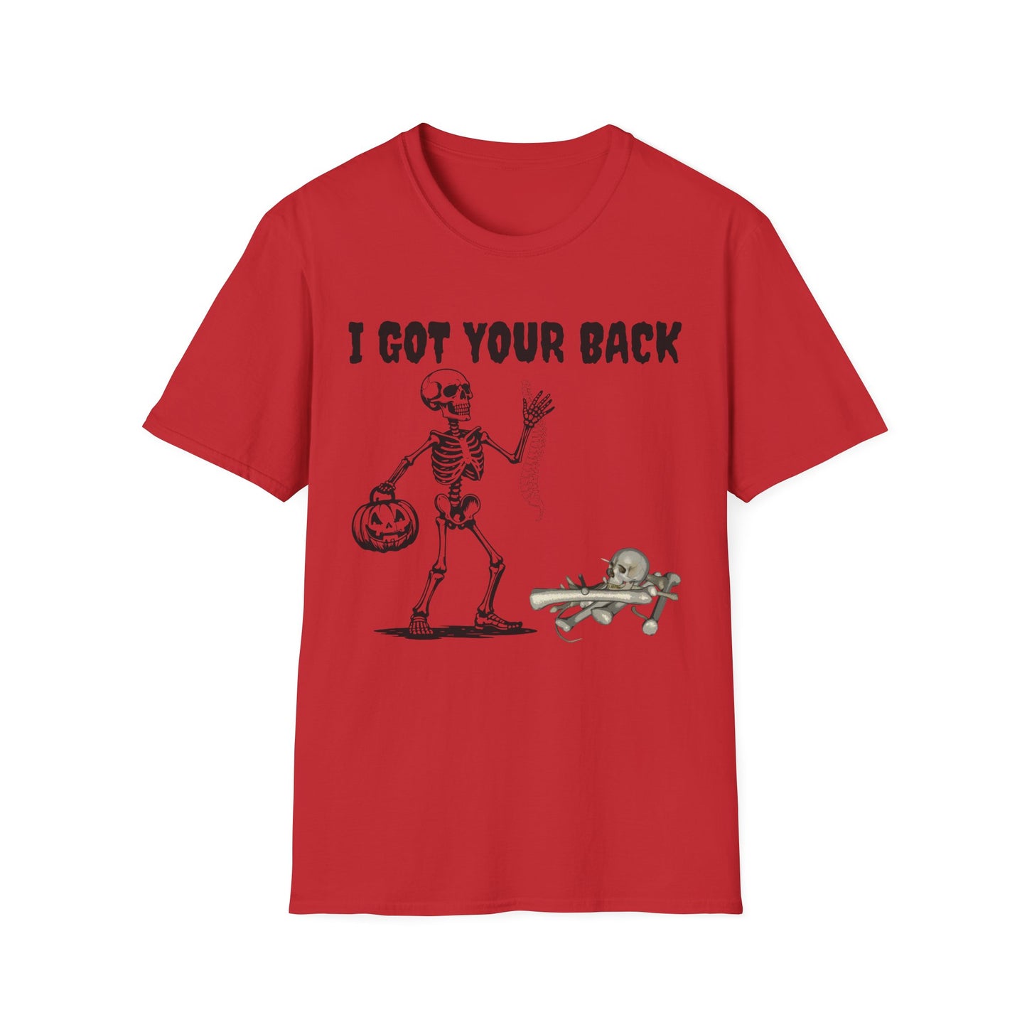 Skeleton I Got Your Back T-Shirt | Unisex Softstyle Tee for Halloween, Casual Wear, Funny Gift, Costume Party, Skeleton Theme