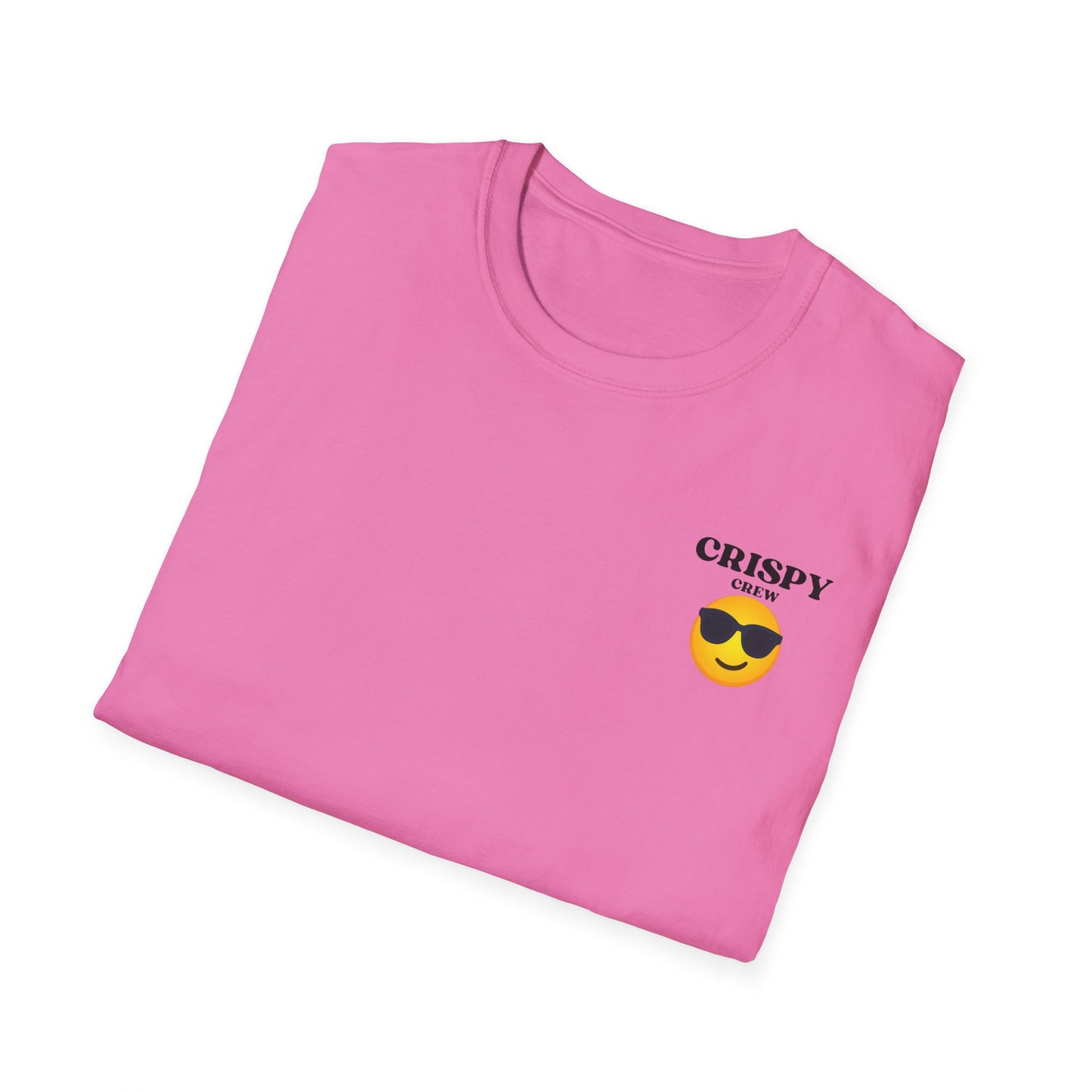 Crispy Crew Unisex Softstyle T-Shirt, Funny Emoji Tee, Casual Summer Shirt, Gift for Friends, Relaxed Fit Clothing