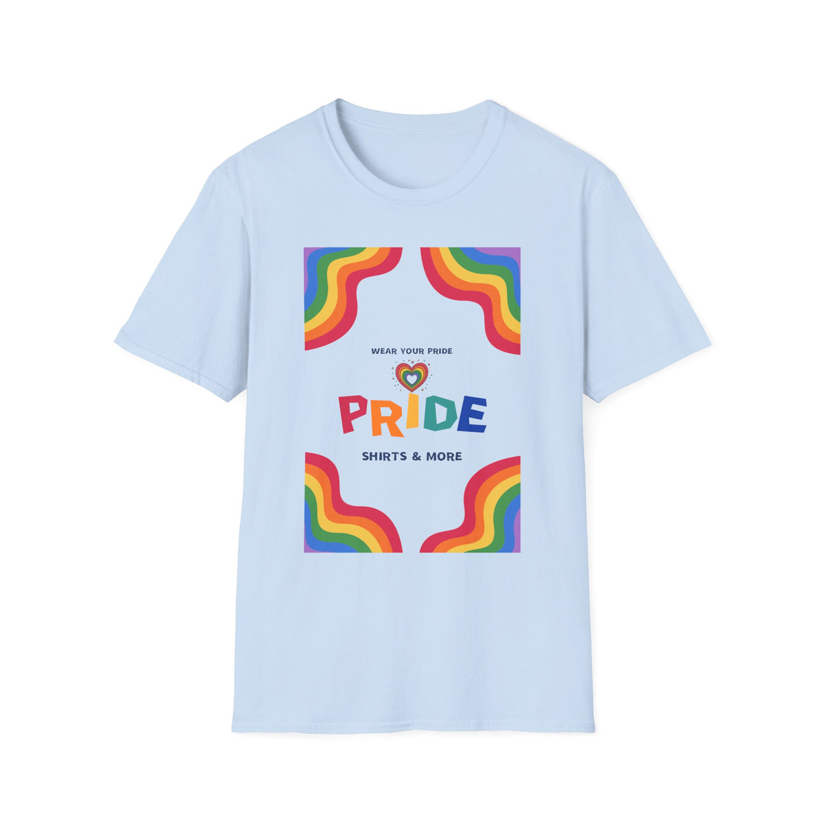 Rainbow Pride heart graphic T-Shirt | Wear Your Pride slogan