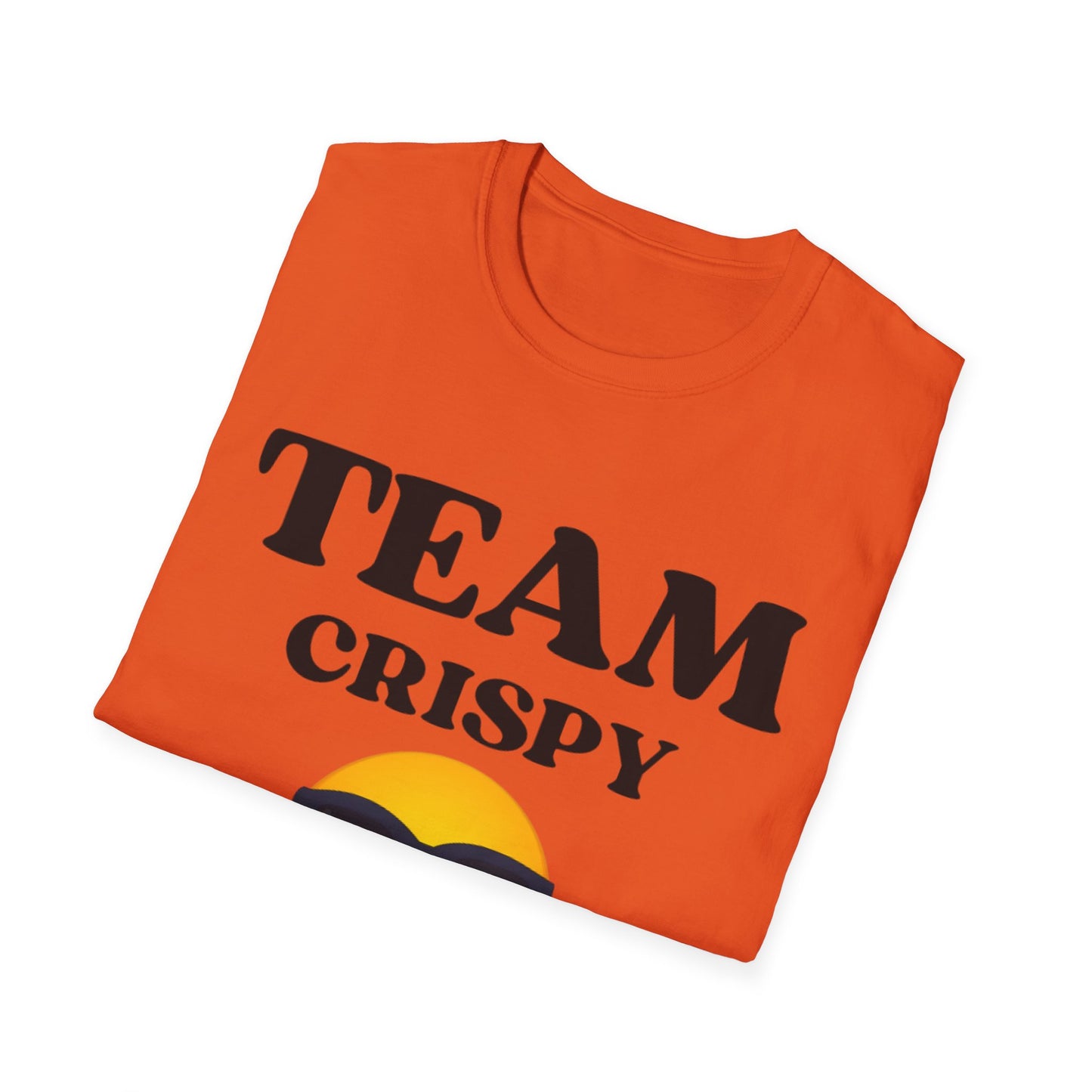 Retro Team Crispy T-Shirt, Fun Unisex Tee for Friends, Casual Summer Shirt, Gift for Team Spirit, Emoji Graphics