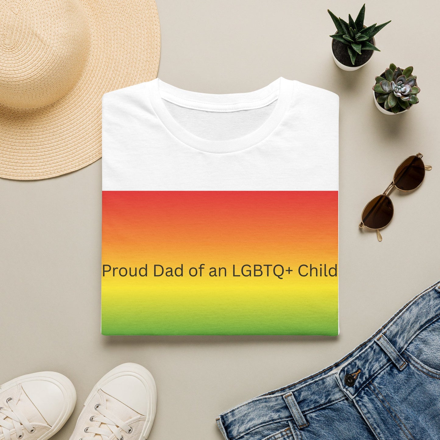 Proud Dad of an LGBTQ+ Child T-Shirt | Rainbow Pride Tee