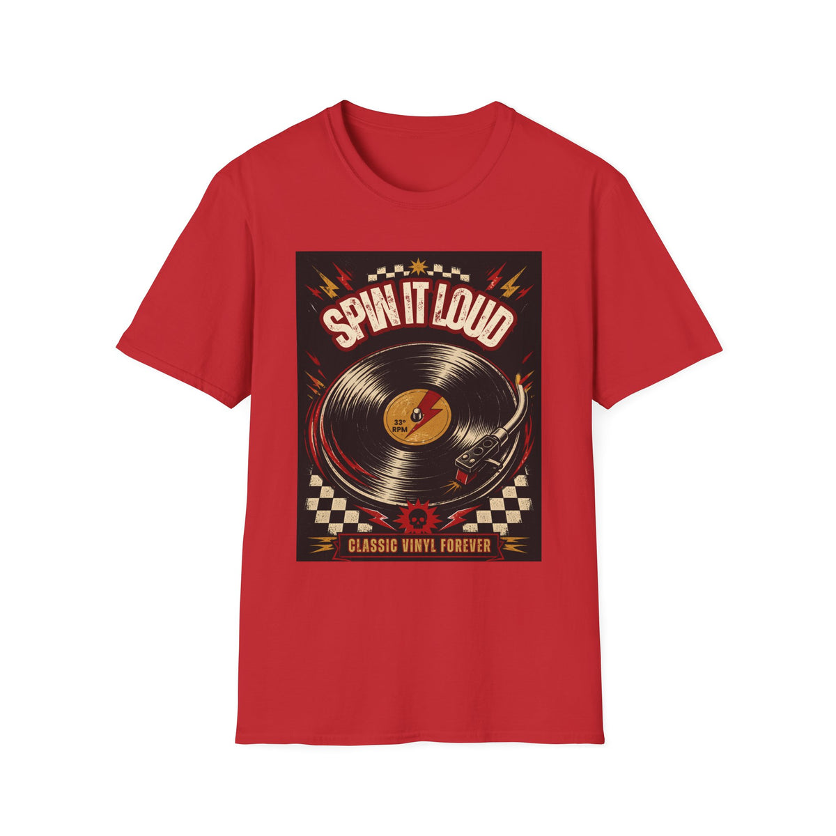 Spin It Loud Vinyl Record T-Shirt | Retro Music Graphic Tee