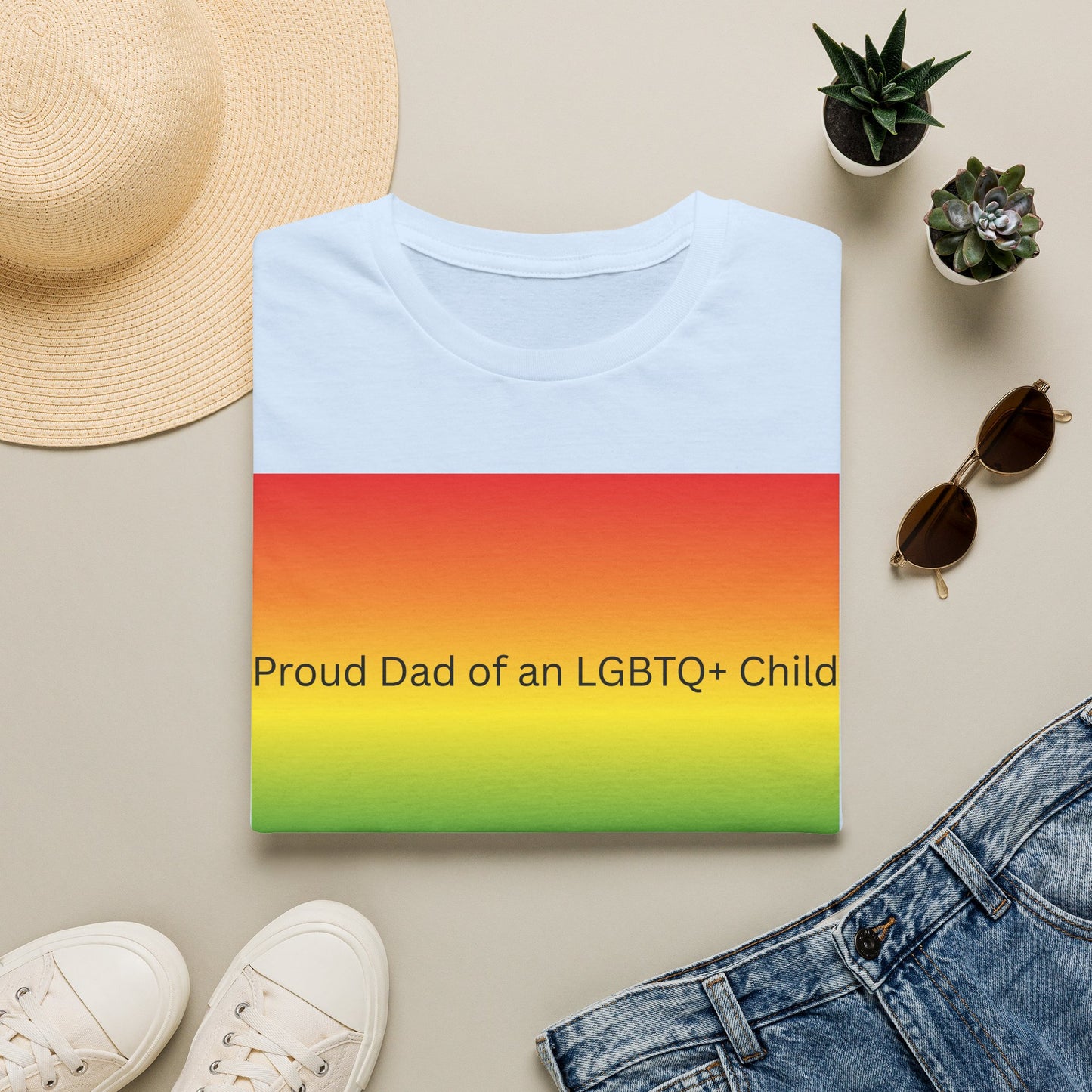 Proud Dad of an LGBTQ+ Child T-Shirt | Rainbow Pride Tee