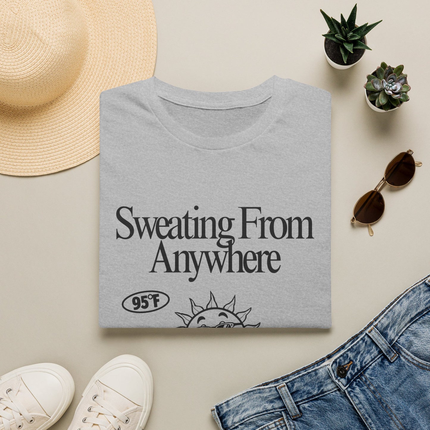 Sweating From Anywhere T-Shirt | Retro Sun Graphic 95F