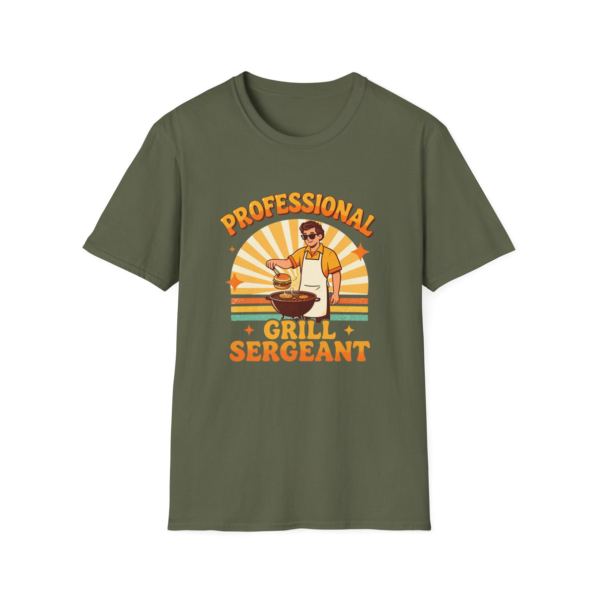 Professional Grill Sergeant T-Shirt | BBQ Chef Illustration