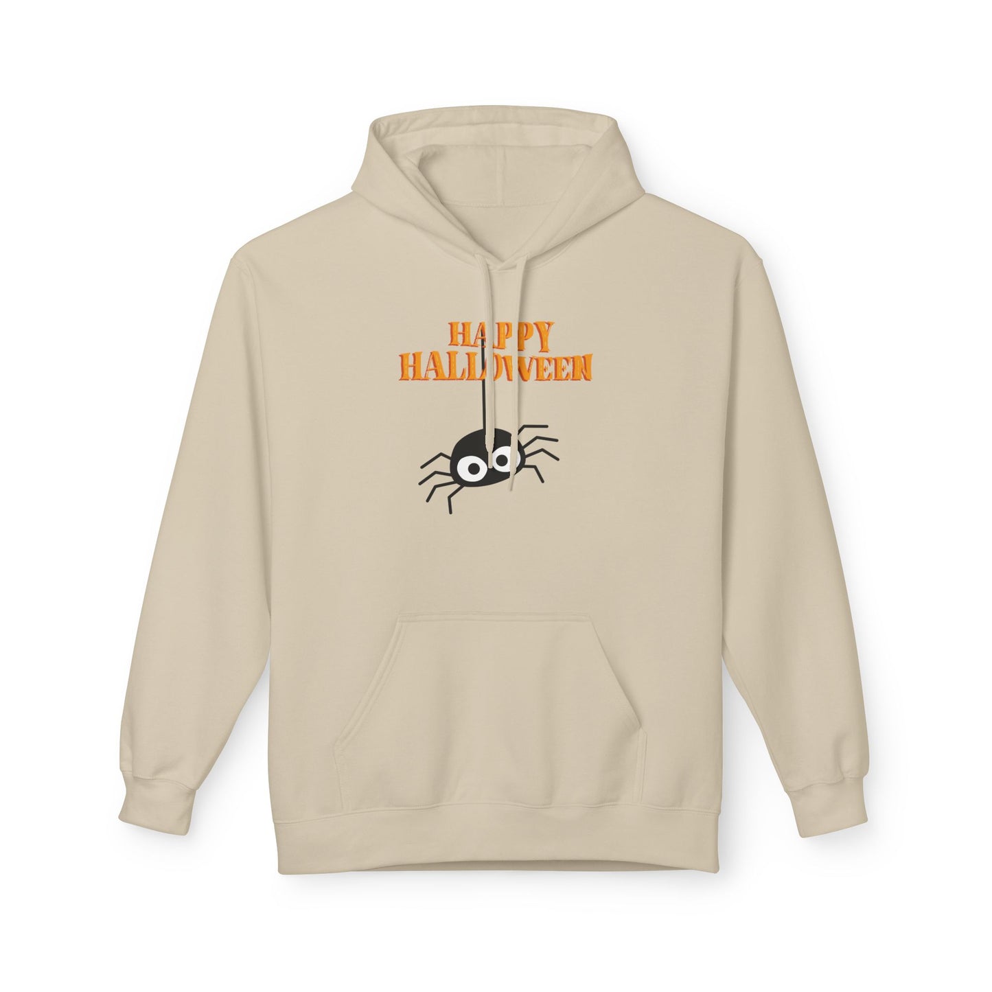 Happy Halloween Spider Hoodie, Unisex Fleece Hoodie, Cozy Fall Fashion, Halloween Costume, Spooky Season Apparel, Trick or Treat Sweater