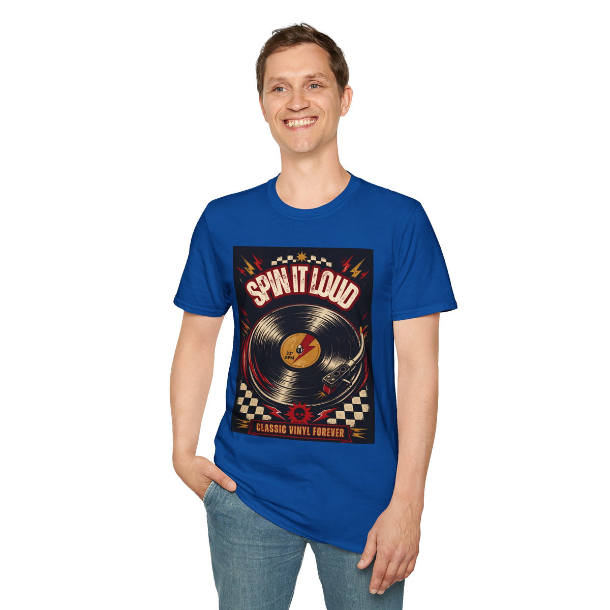 Spin It Loud Vinyl Record T-Shirt | Retro Music Graphic Tee