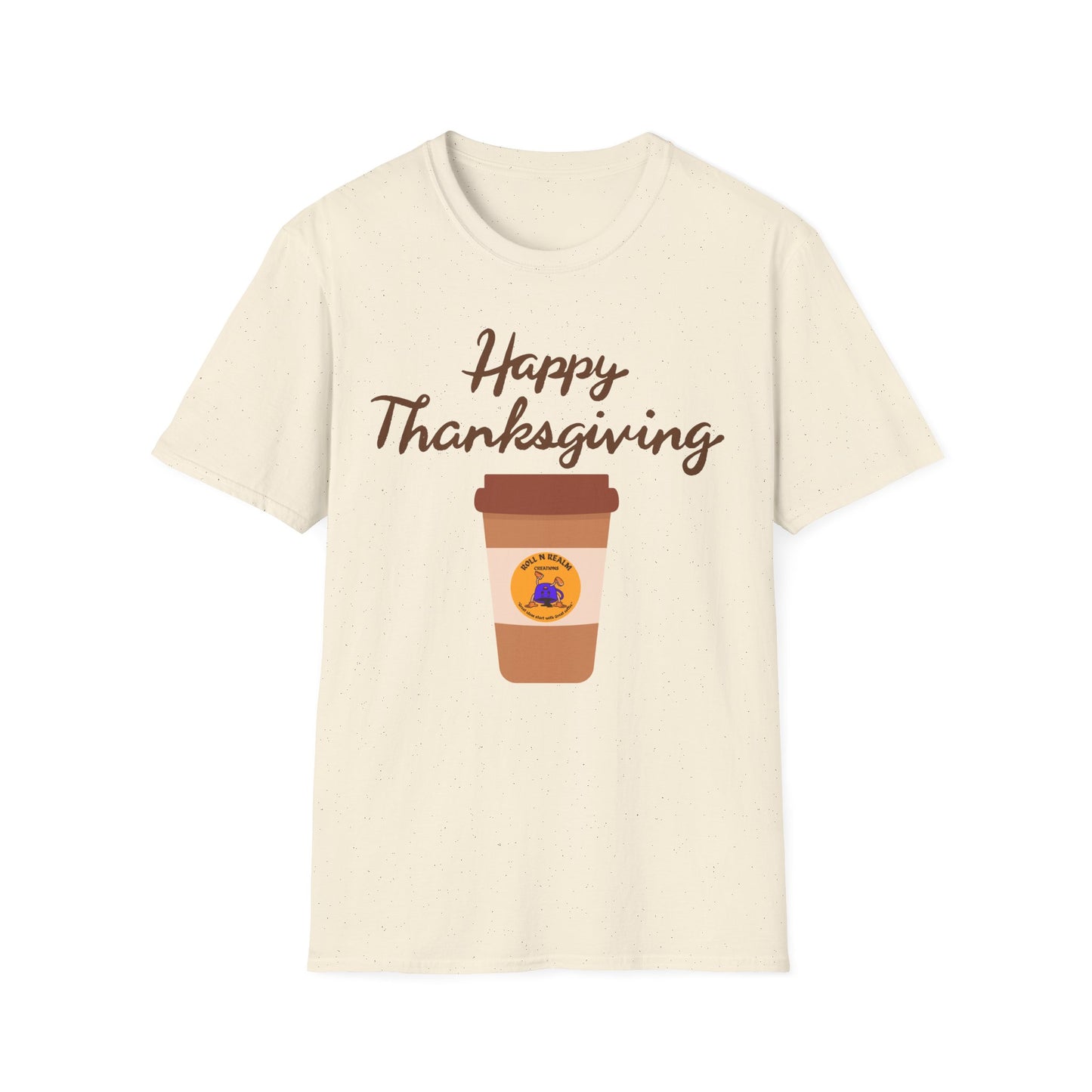 Thanksgiving Coffee T-Shirt - Unisex Softstyle Tee for Fall Celebrations, Autumn Apparel, Holiday Gathering, Family Gatherings, [...]