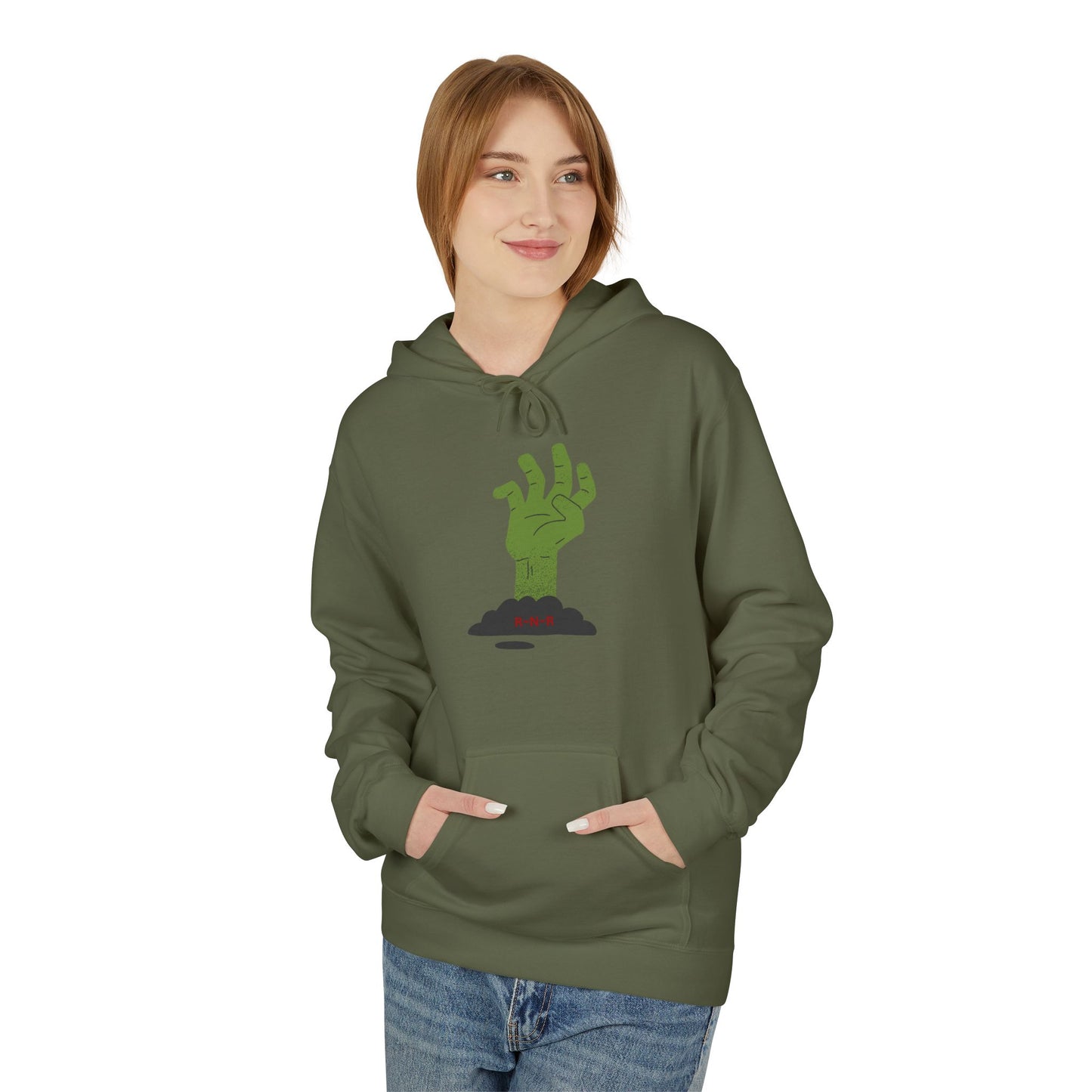 Zombie Hand Graphic Hoodie, Unisex Fleece Sweatshirt, Halloween Apparel, Cozy Hoodie, Unique Gift for Nerds