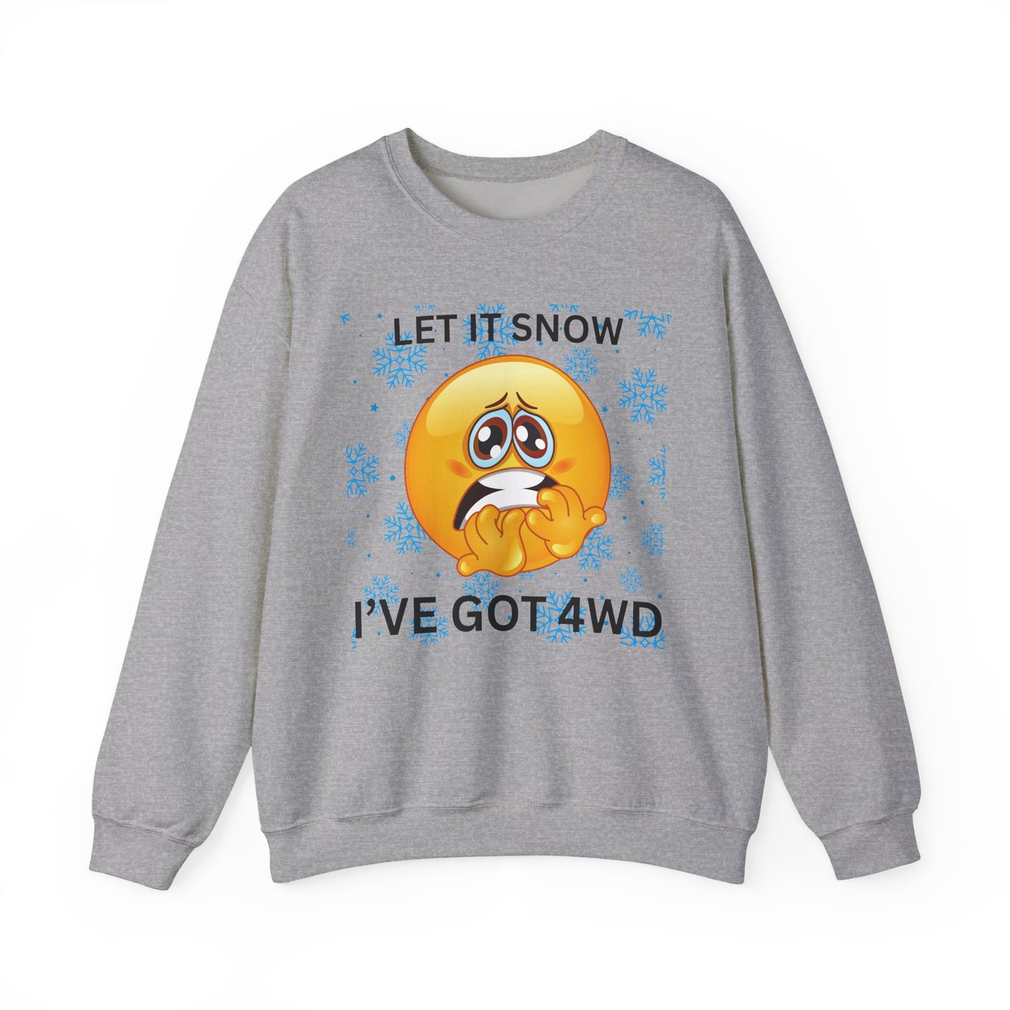 Crewneck Sweatshirt - 'Let It Snow I've Got 4WD' Funny Winter Emoji Design