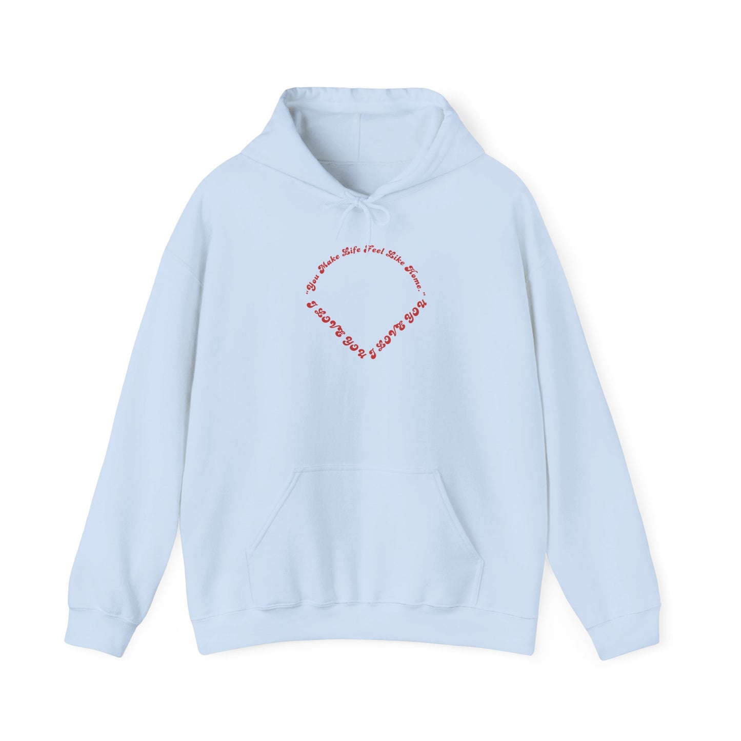 Heart Script Hoodie — Minimal Heart Text Graphic Pullover