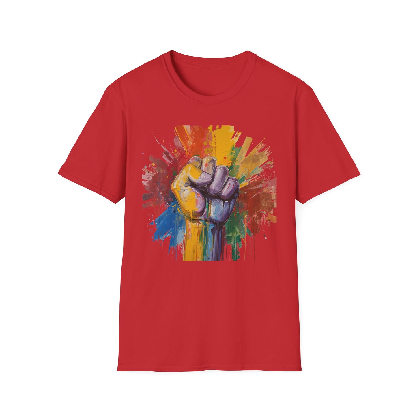 Rainbow Fist Protest Artwork T-Shirt | Pride Solidarity Graphic Tee