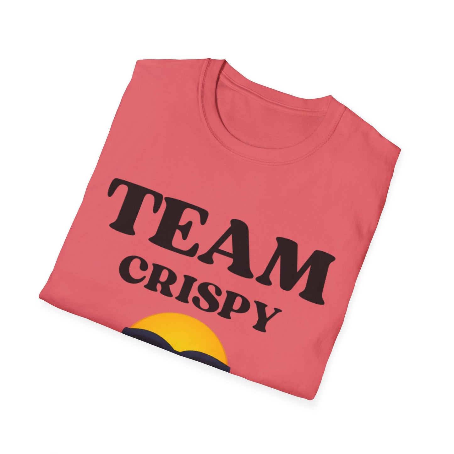Retro Team Crispy T-Shirt, Fun Unisex Tee for Friends, Casual Summer Shirt, Gift for Team Spirit, Emoji Graphics