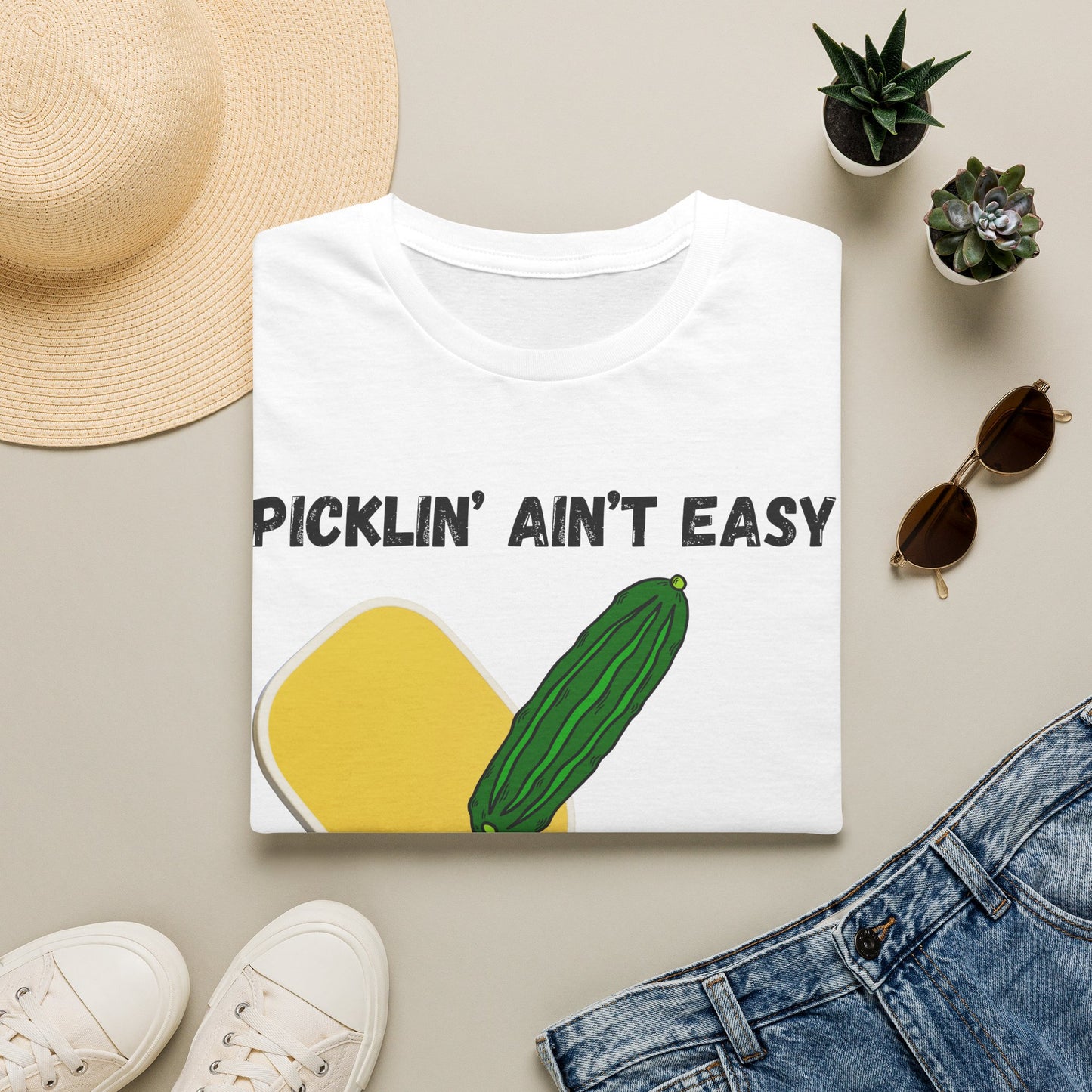 Picklin' Ain't Easy Pickleball Paddle T-Shirt | Funny Pickleball Shirt