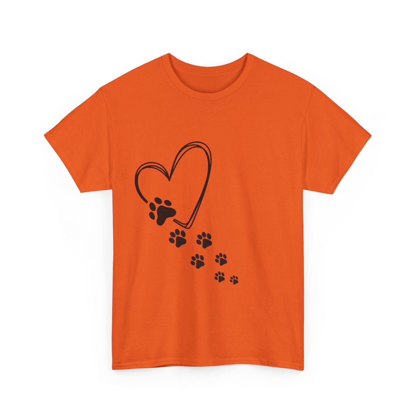 Paw Print Heart Unisex Heavy Cotton Tee, Pet Lover Gift, Animal Adoption Awareness, Dog Mom Shirt, Casual Everyday Wear, Perfect for