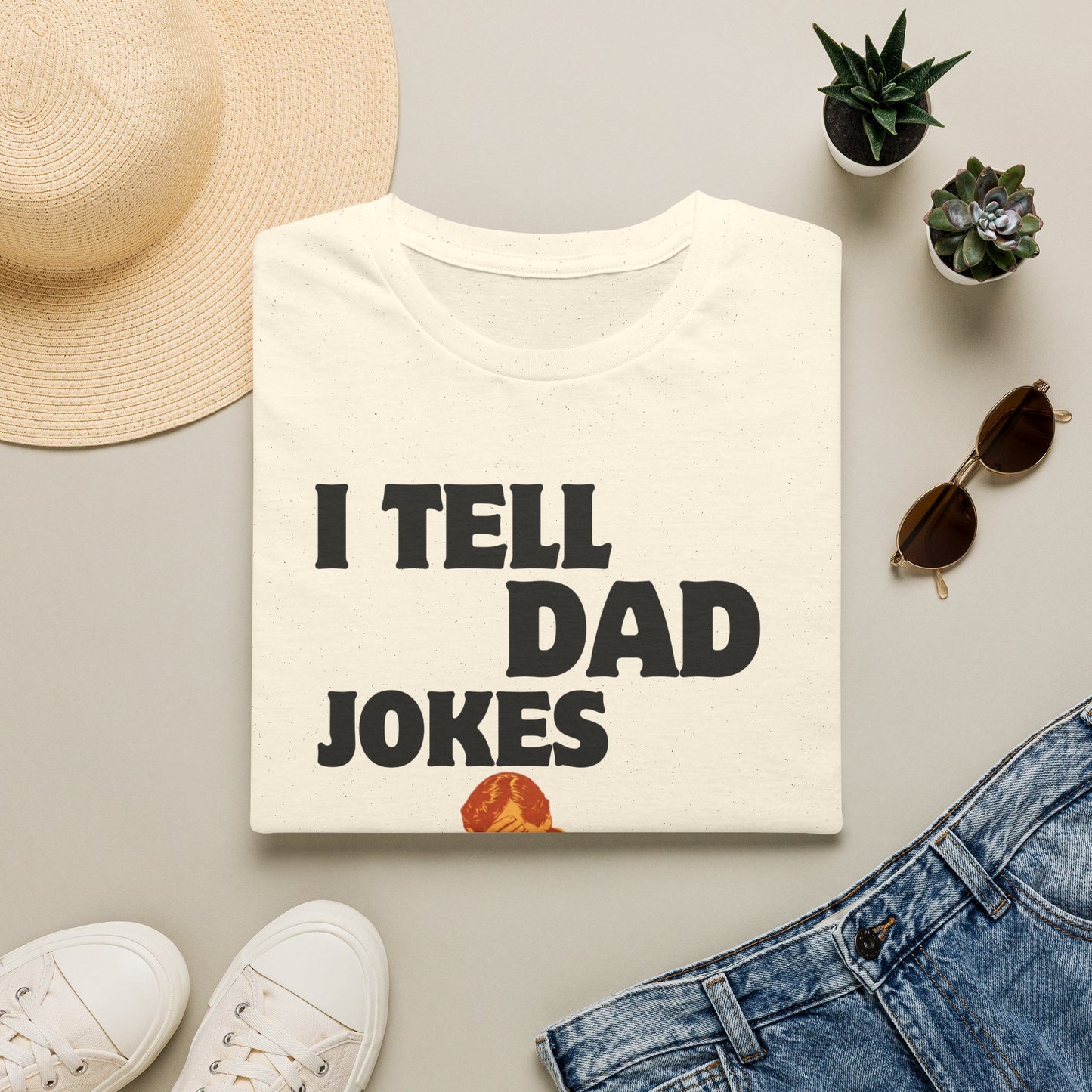 I Tell Dad Jokes shirt | Funny Dad Joke Tee with Facepalm Illustration