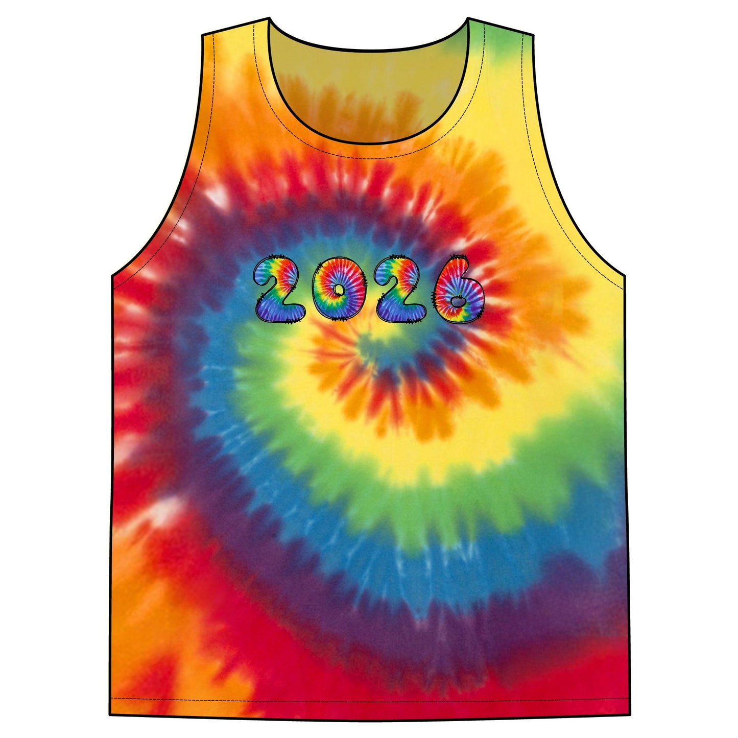 2026 Rainbow Tie-Dye Tank Top | Spiral Swirl Festival Beachwear