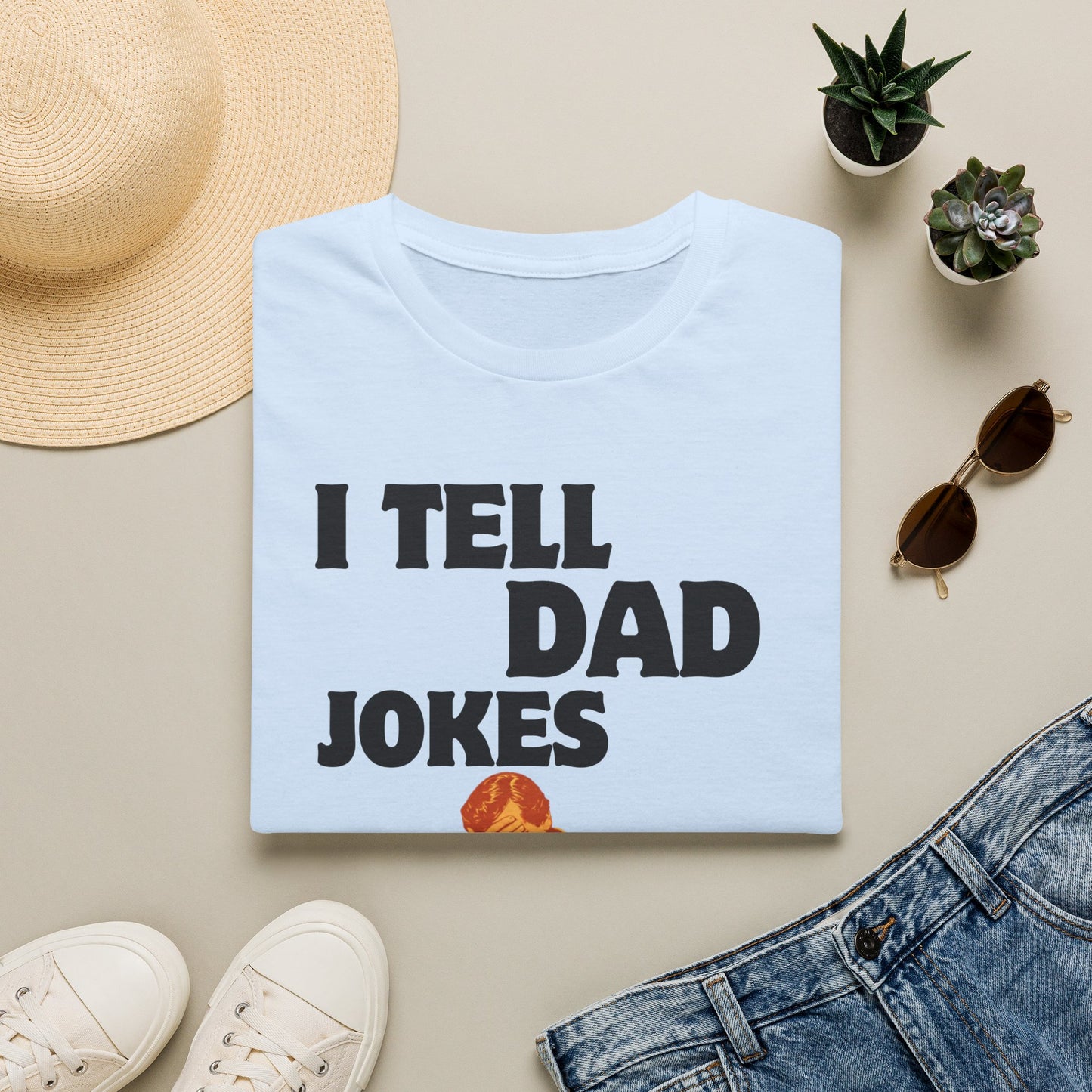 I Tell Dad Jokes shirt | Funny Dad Joke Tee with Facepalm Illustration