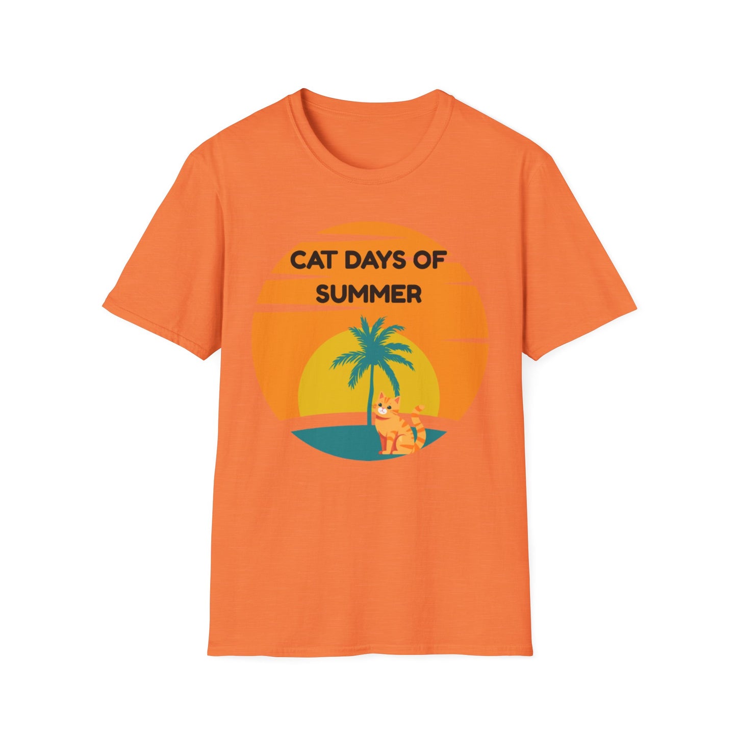 Cat Days of Summer Unisex Softstyle T-Shirt, Cute Cat Shirt, Summer Tee, Vacation Top, Animal Lover Gift, Fun Relaxed Fit