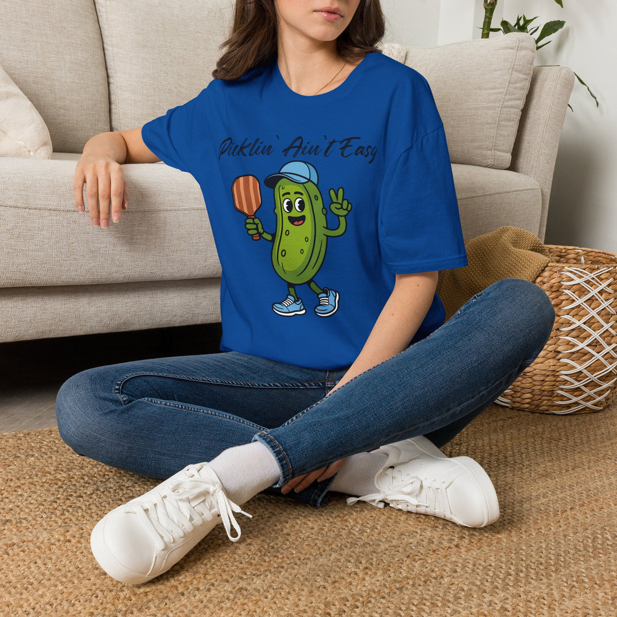 Picklin Ain't Easy Pickle Character T-Shirt | Cartoon Pickle with Paddle