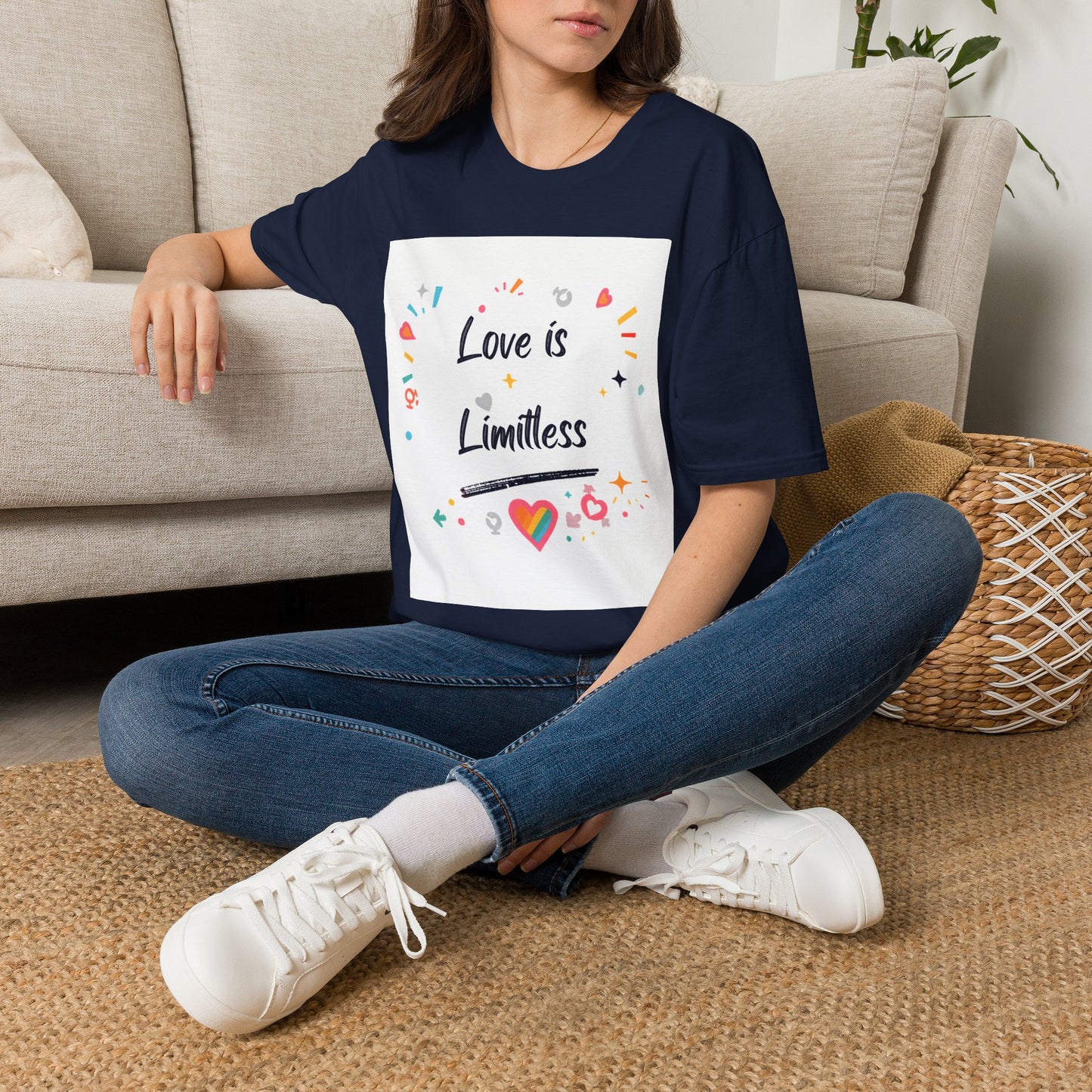 Love Is Limitless T-Shirt | Inspirational Pride Rainbow Heart Design