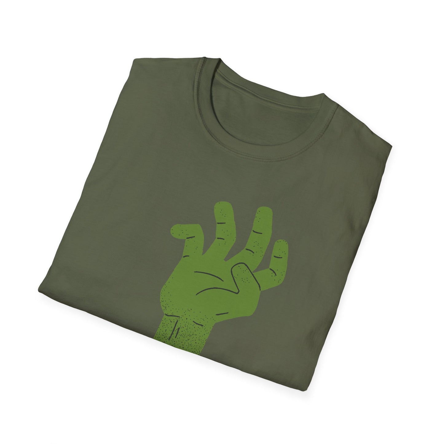 Zombie Hand Unisex Softstyle T-Shirt, Halloween Shirt, Casual Wear, Graphic Tee, Gift for Horror Fans, Spooky Apparel, Unisex Fashion