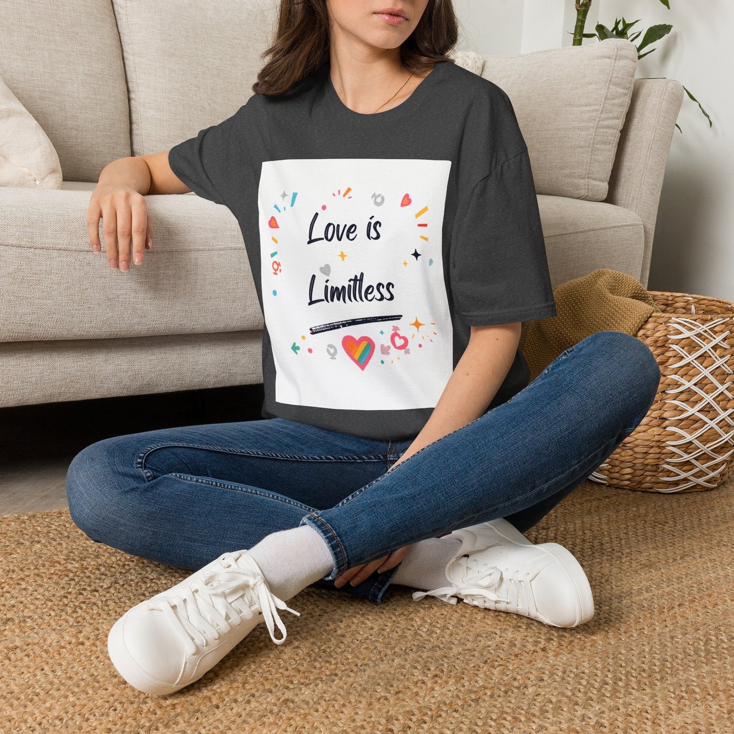 Love Is Limitless T-Shirt | Inspirational Pride Rainbow Heart Design