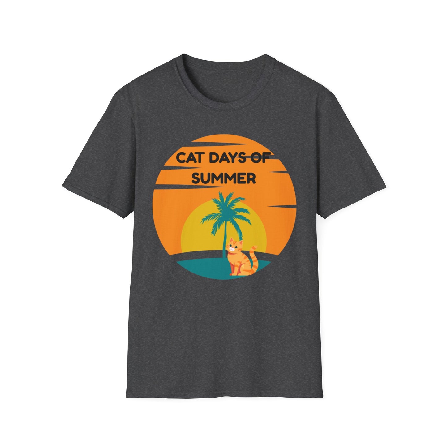 Cat Days of Summer Unisex Softstyle T-Shirt, Cute Cat Shirt, Summer Tee, Vacation Top, Animal Lover Gift, Fun Relaxed Fit