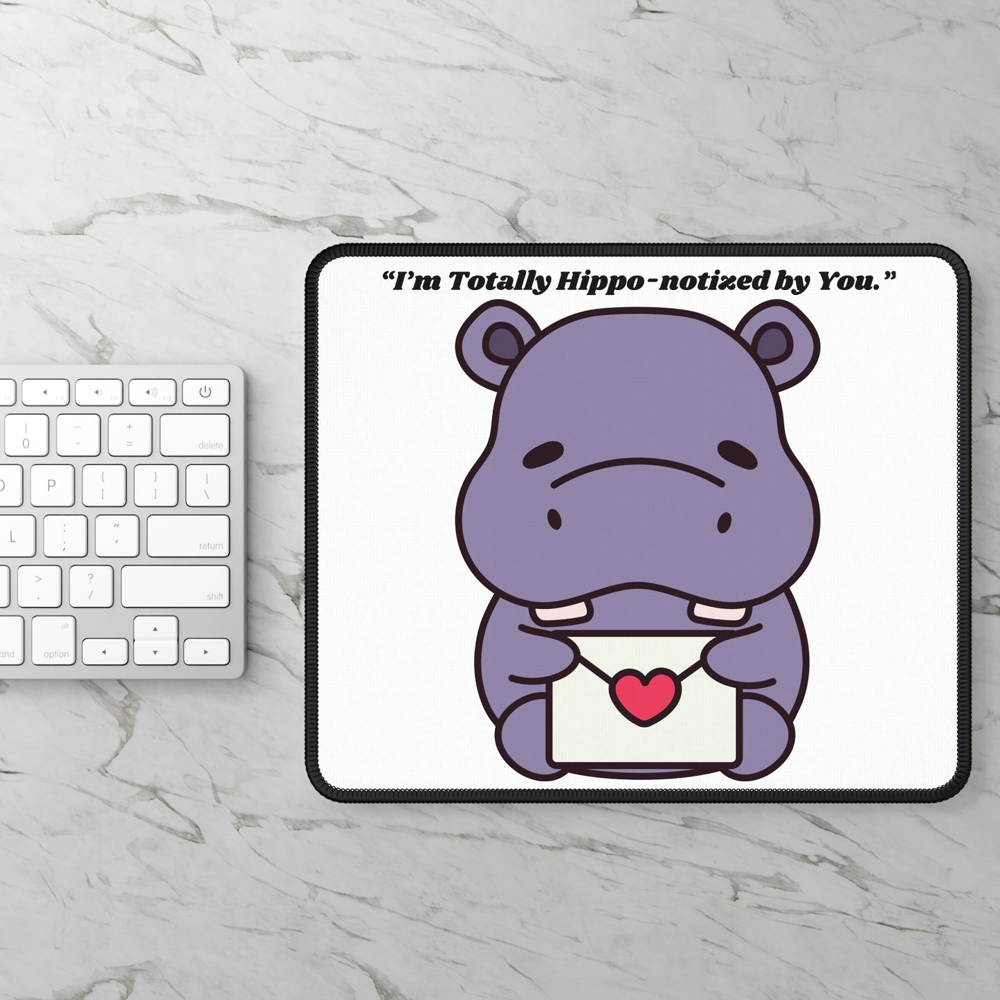 Totally Hippo-notized by You Gaming Mouse Pad | Cute Hippo Valentine Desk Mat