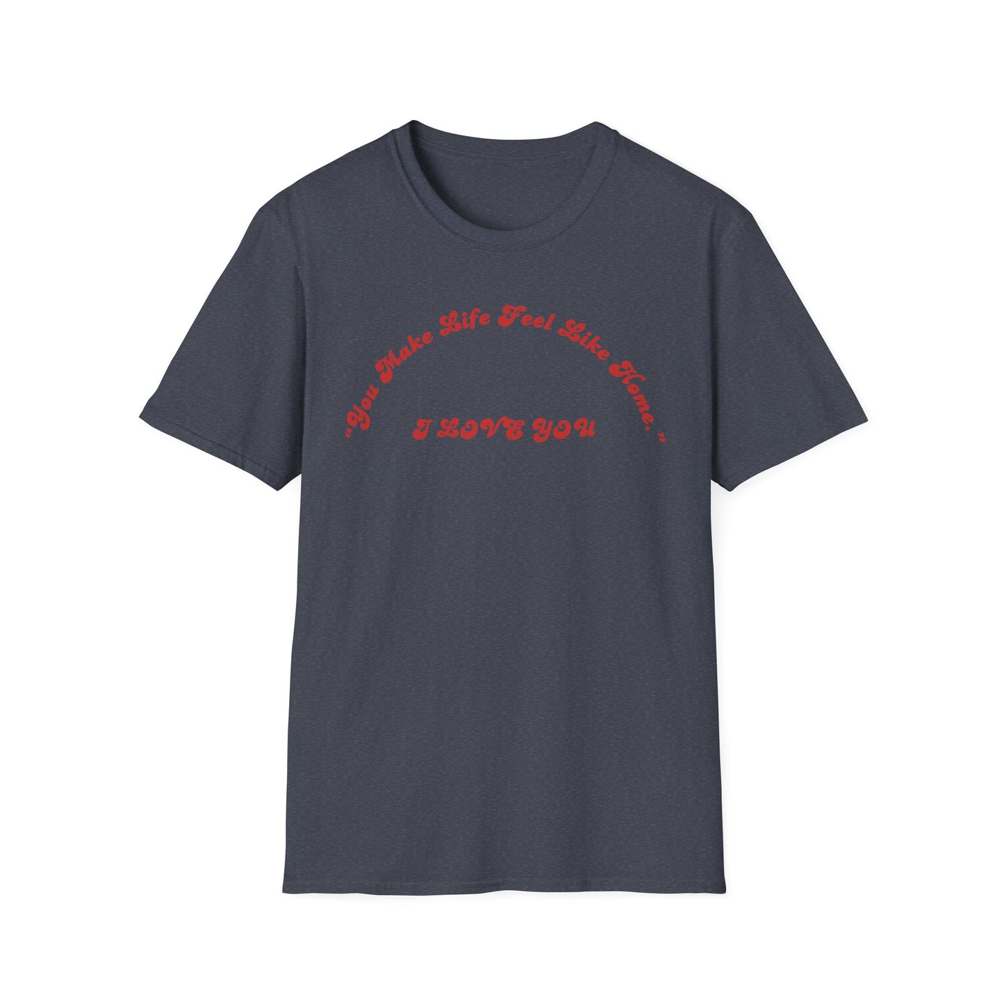 I Love You Graphic Tee — Romantic Red Script Chest Shirt